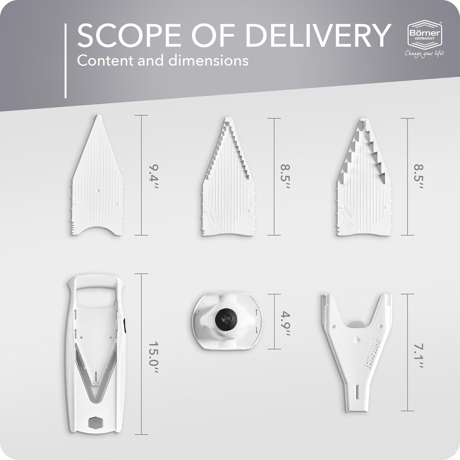 Cortador Mandolina V5 Börner - Cortador de Verduras Ajustable Blanco