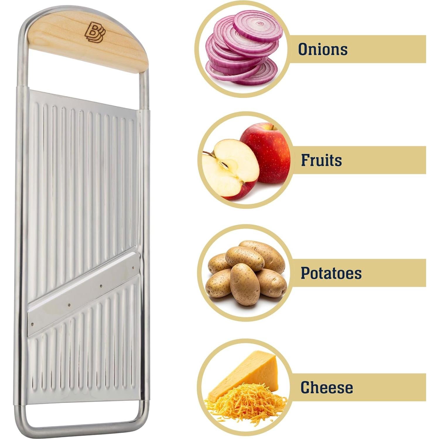 Rallador de Queso de Mano Kings County Tools - Acero Inoxidable y Madera de Cereza