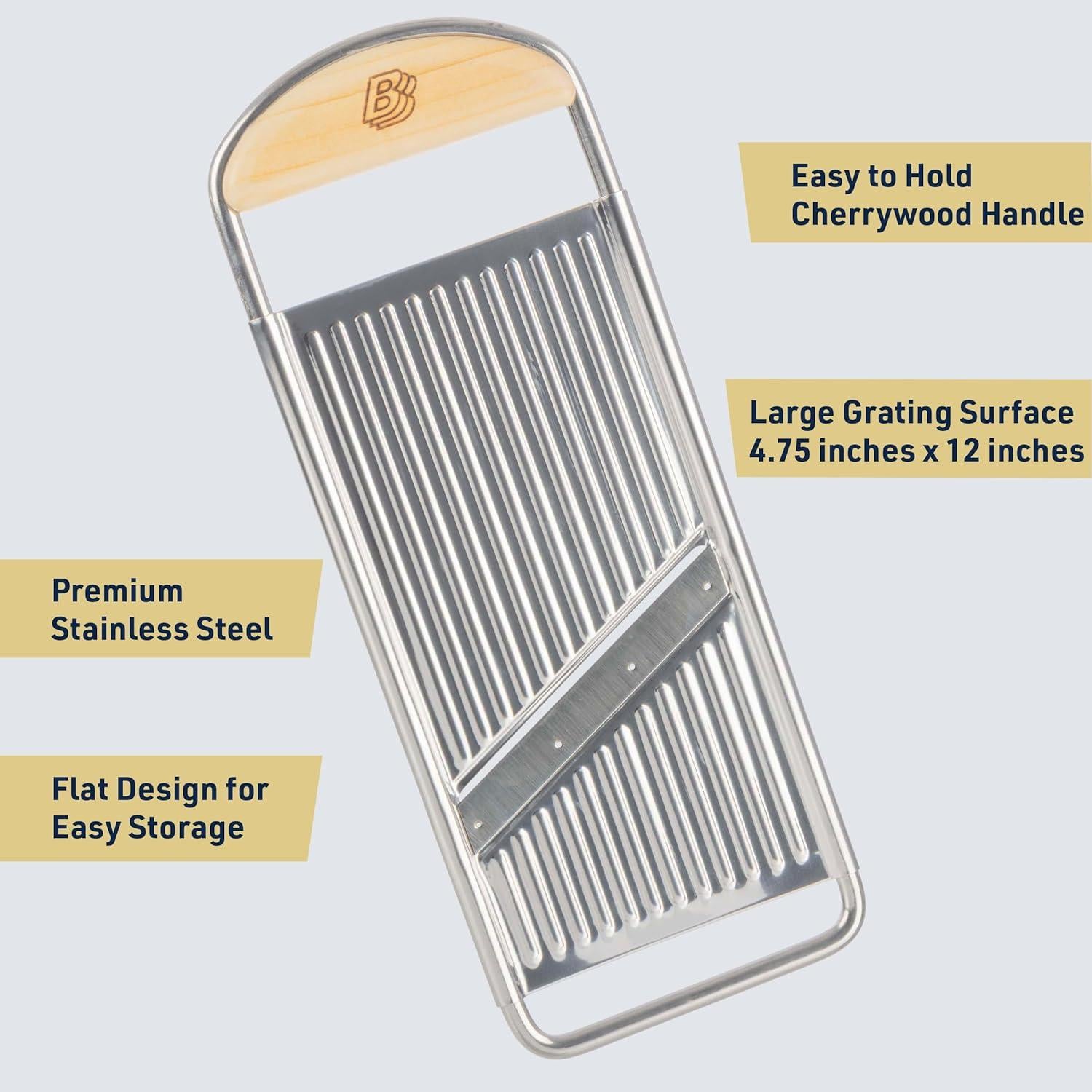 Rallador de Queso de Mano Kings County Tools - Acero Inoxidable y Madera de Cereza