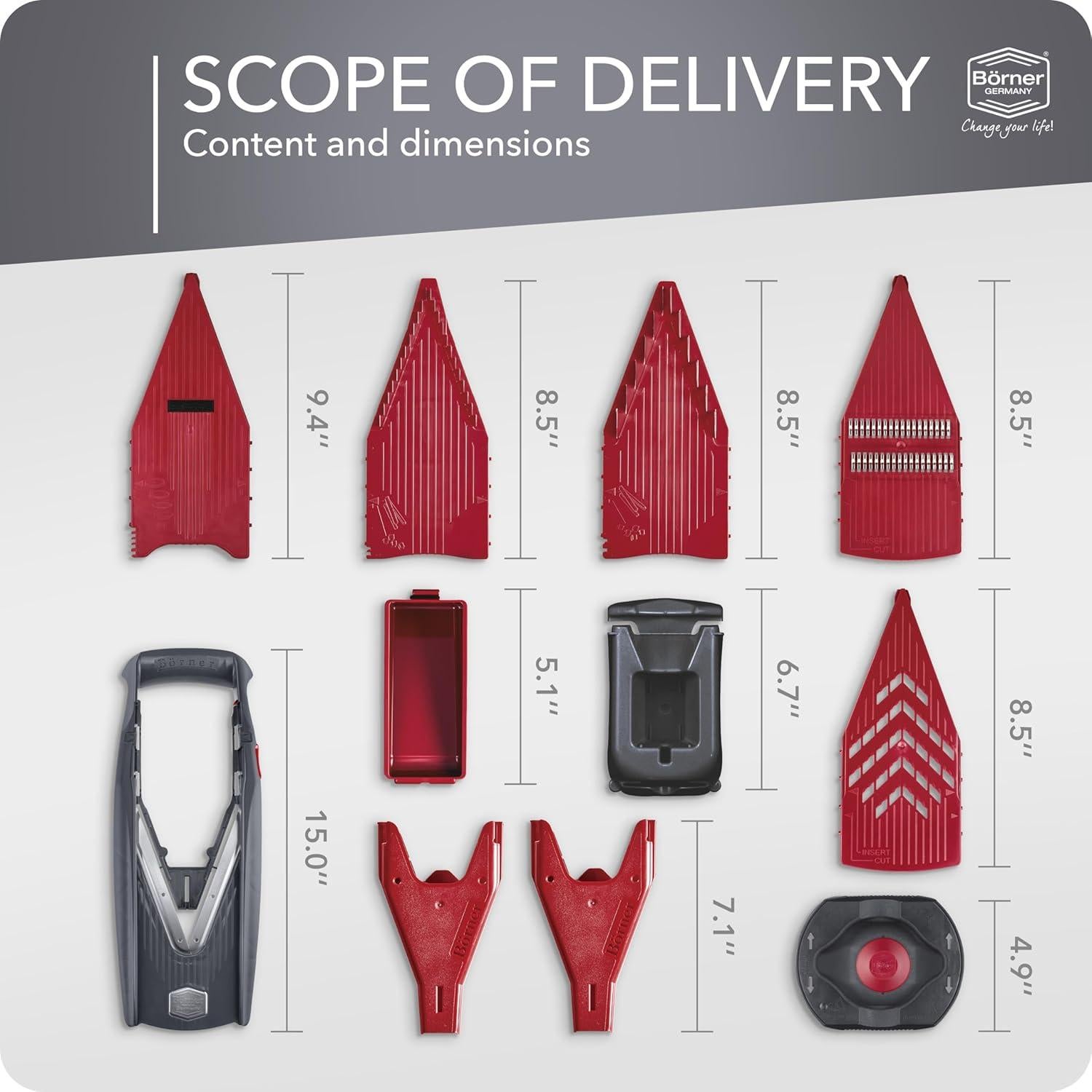 Mandolina Profesional Börner Vital - Cortadora de Verduras Manual con Cuchilla en V de Acero Inoxidable