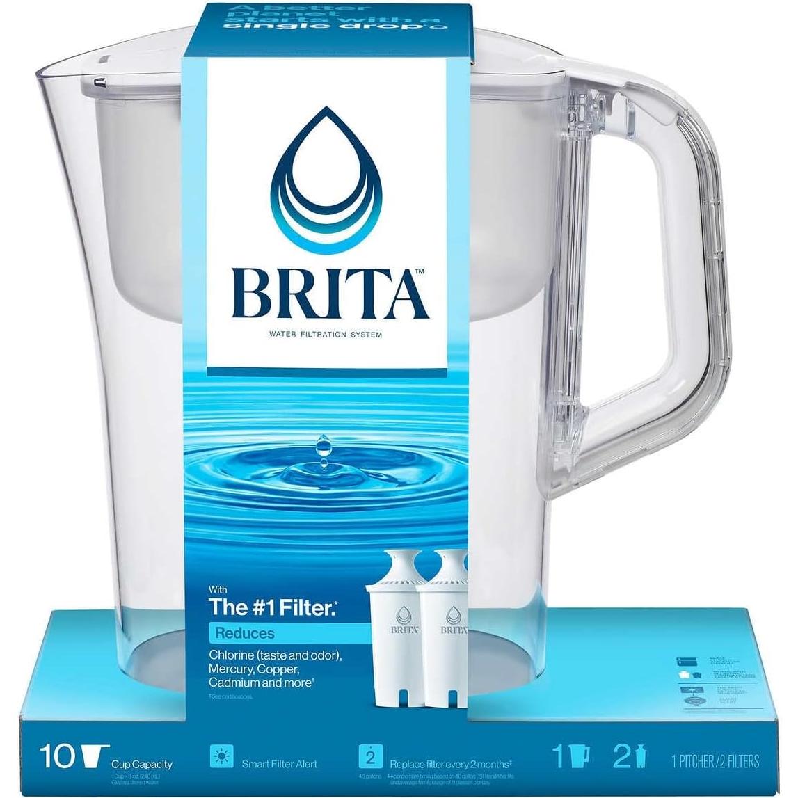 Jarra de Filtro de Agua Brita 10 Tazas con 2 Filtros Estándar