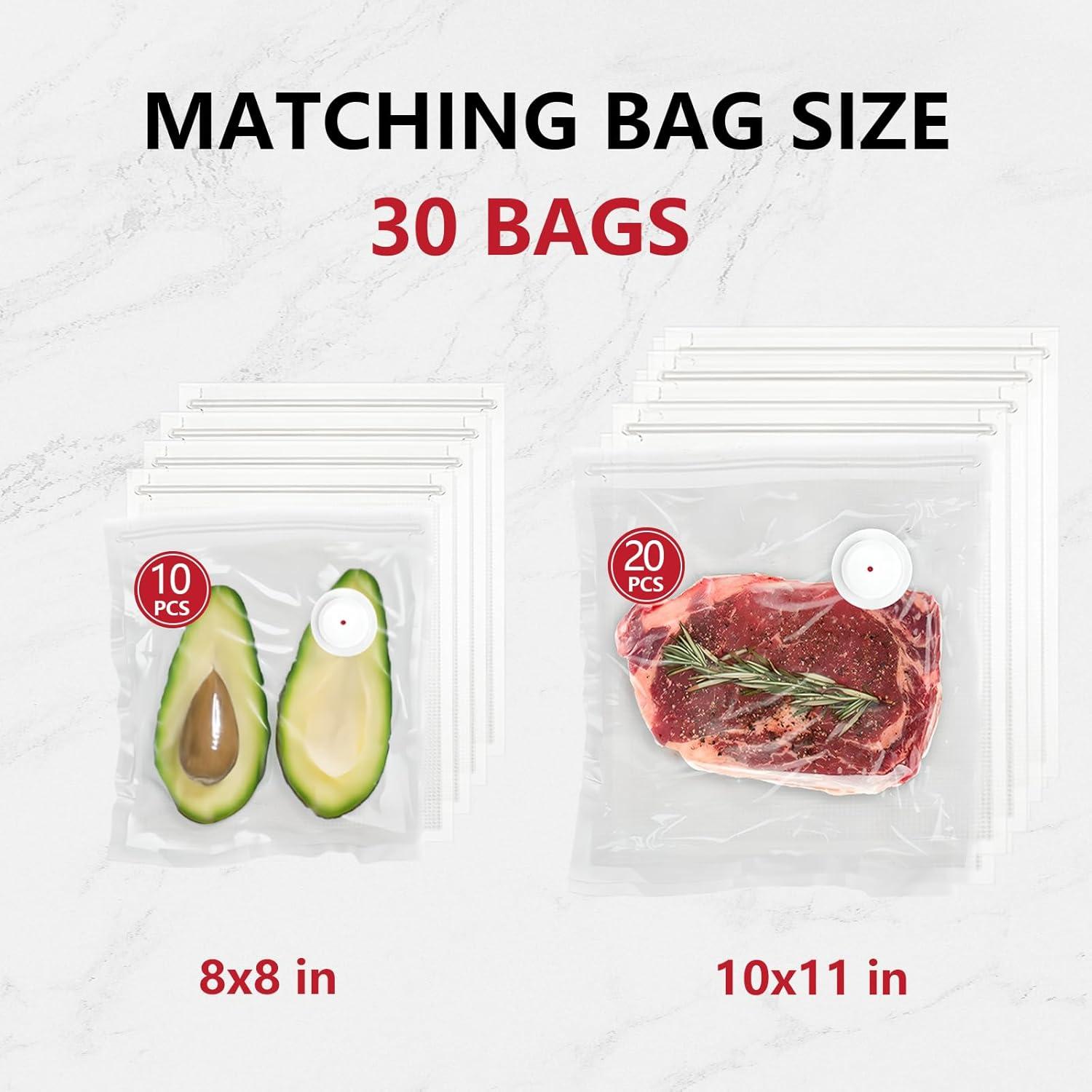 Sellador al vacío Vixino portátil + 3 contenedores + 30 bolsas