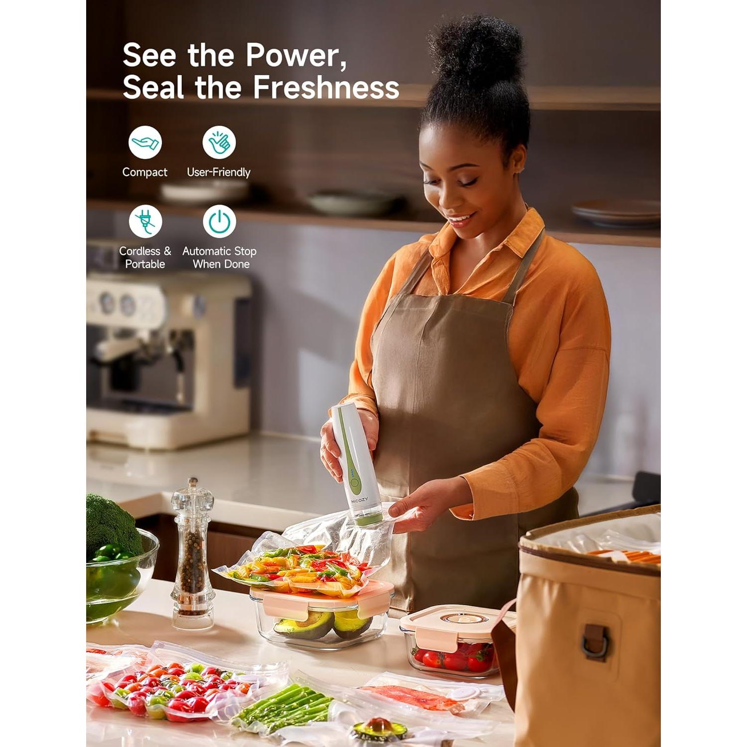 Sellador al Vacío HiCOZY Sync para Alimentos, Compacto y Potente