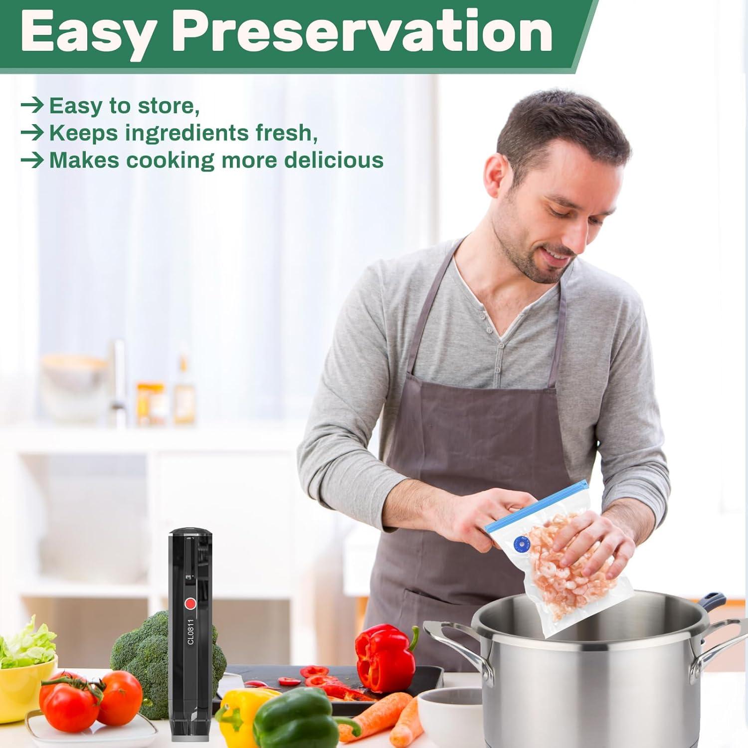 Sellador de Vacío Portátil HoliPapaya H5 con 10 Bolsas