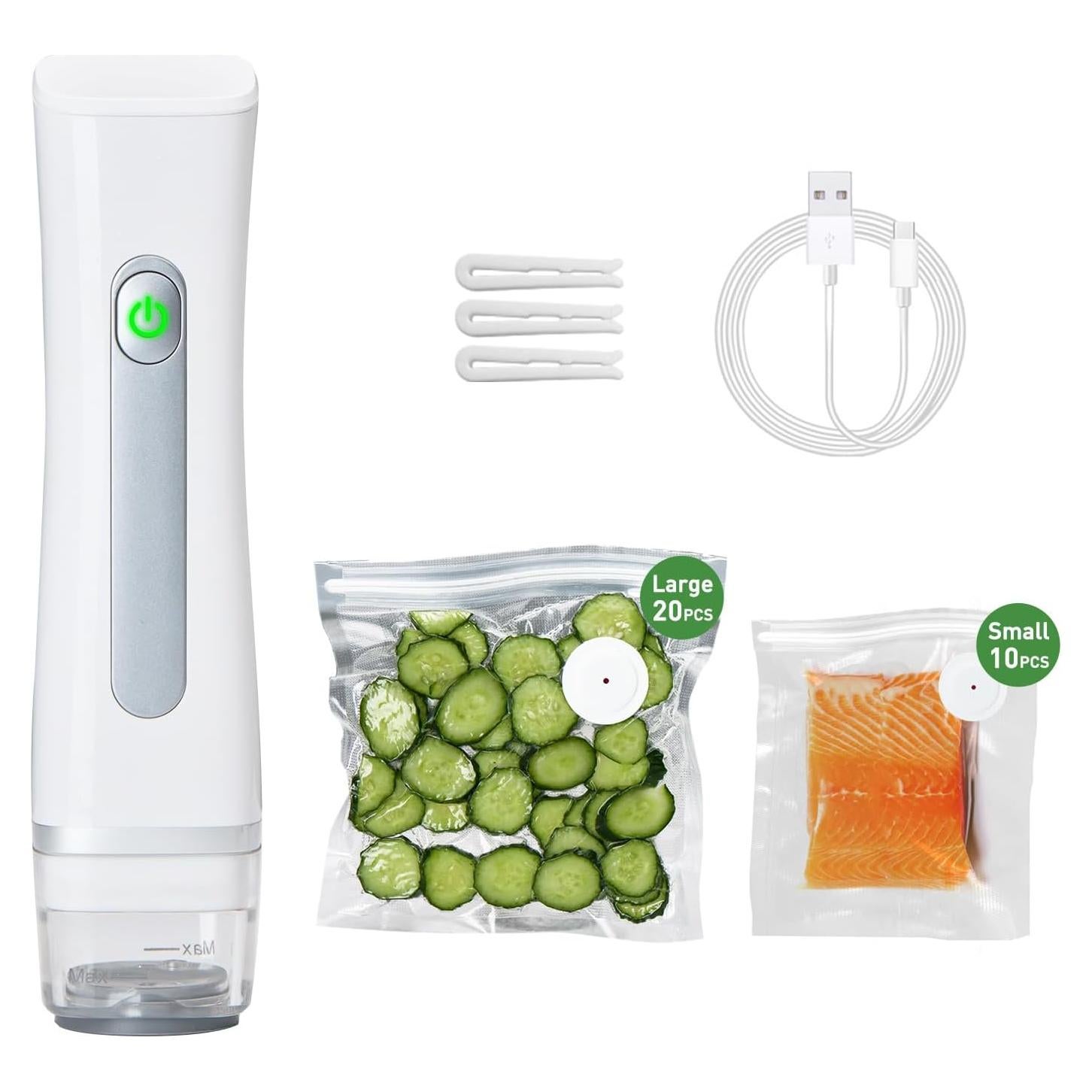 Sellador al vacío portátil WaterElfo Vs100 con 30 bolsas