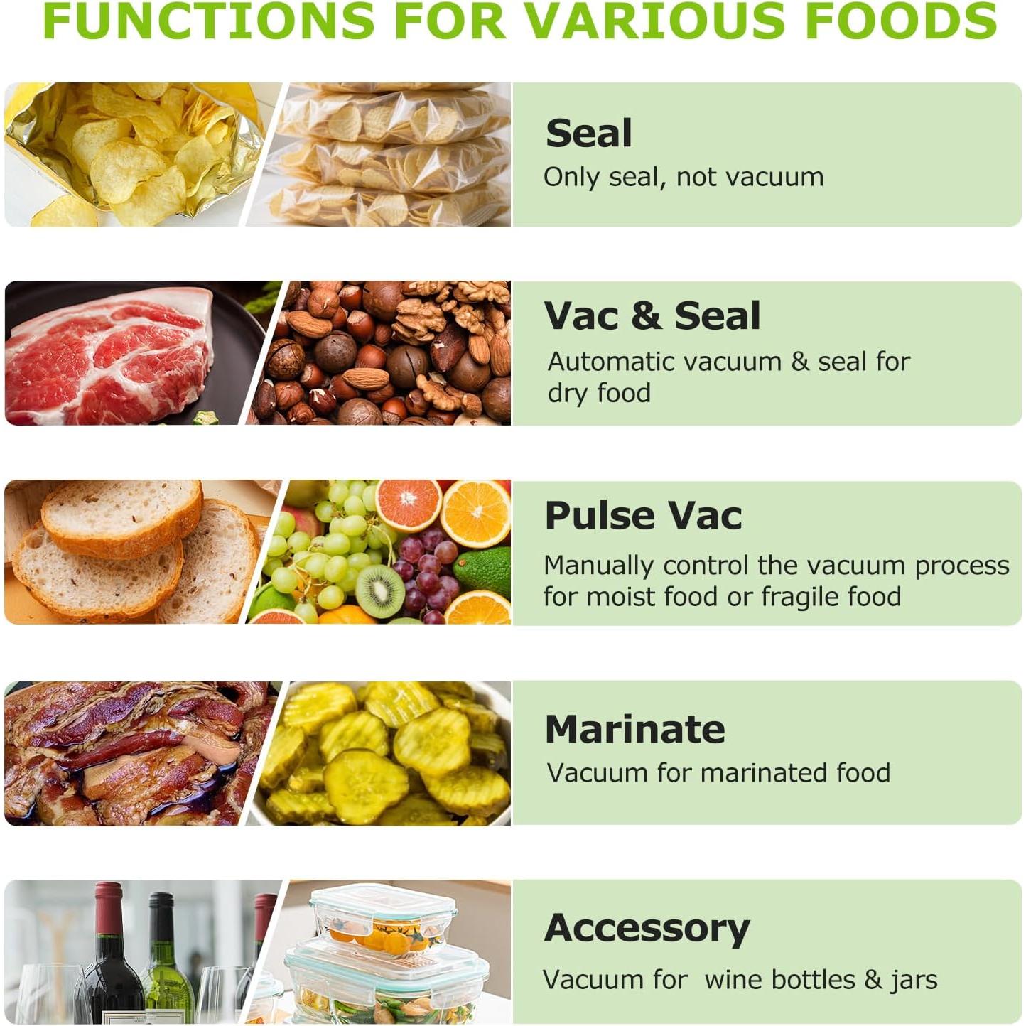 Máquina de Sellado al Vacío Bonsenkitchen VS3000 Plata 5 Modos