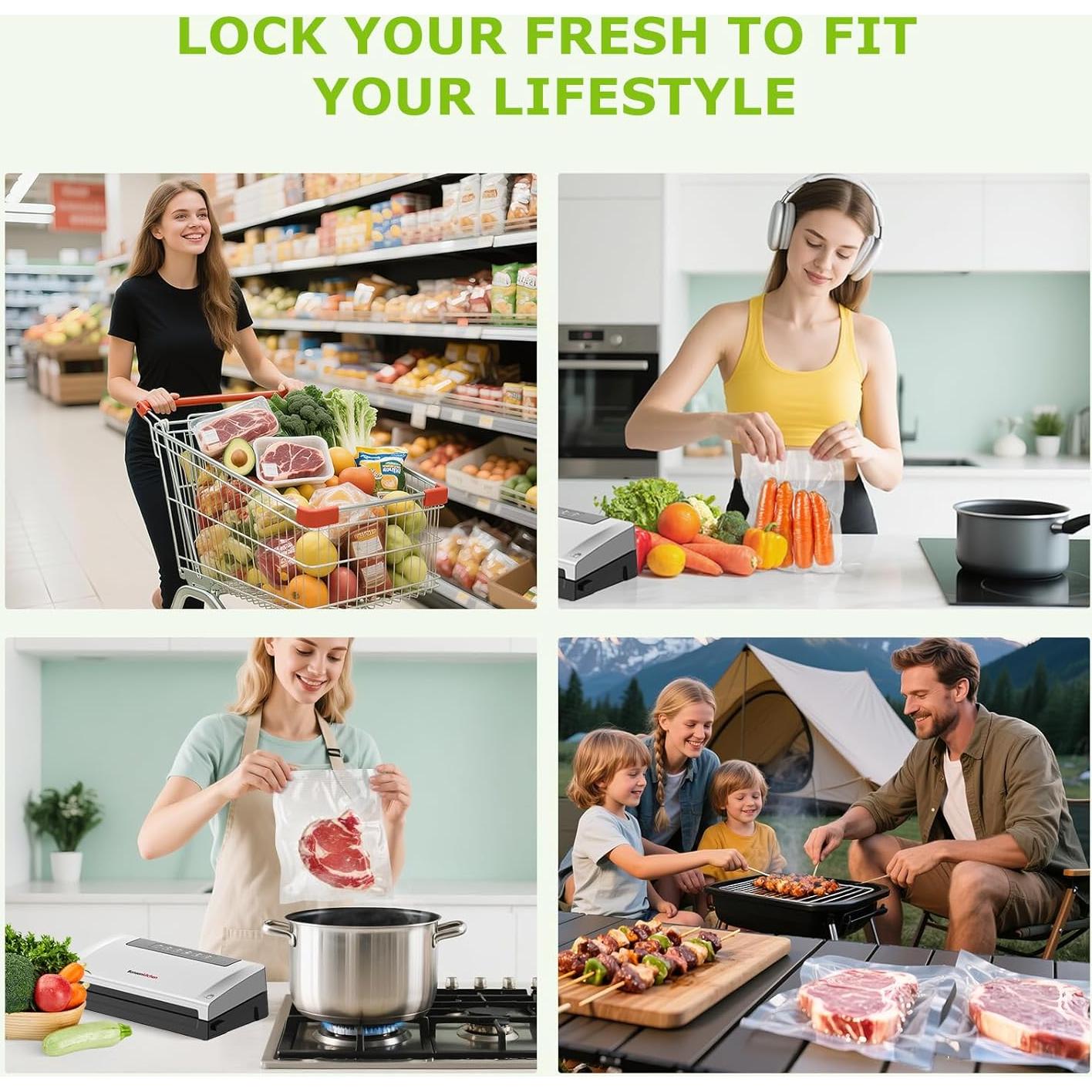 Máquina de Sellado al Vacío Bonsenkitchen VS3000 Plata 5 Modos