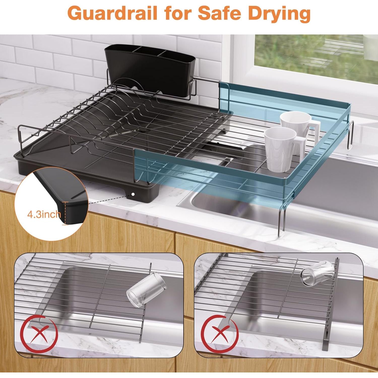 Escurridor de Platos Extensible Vathingood con Drenaje Automático