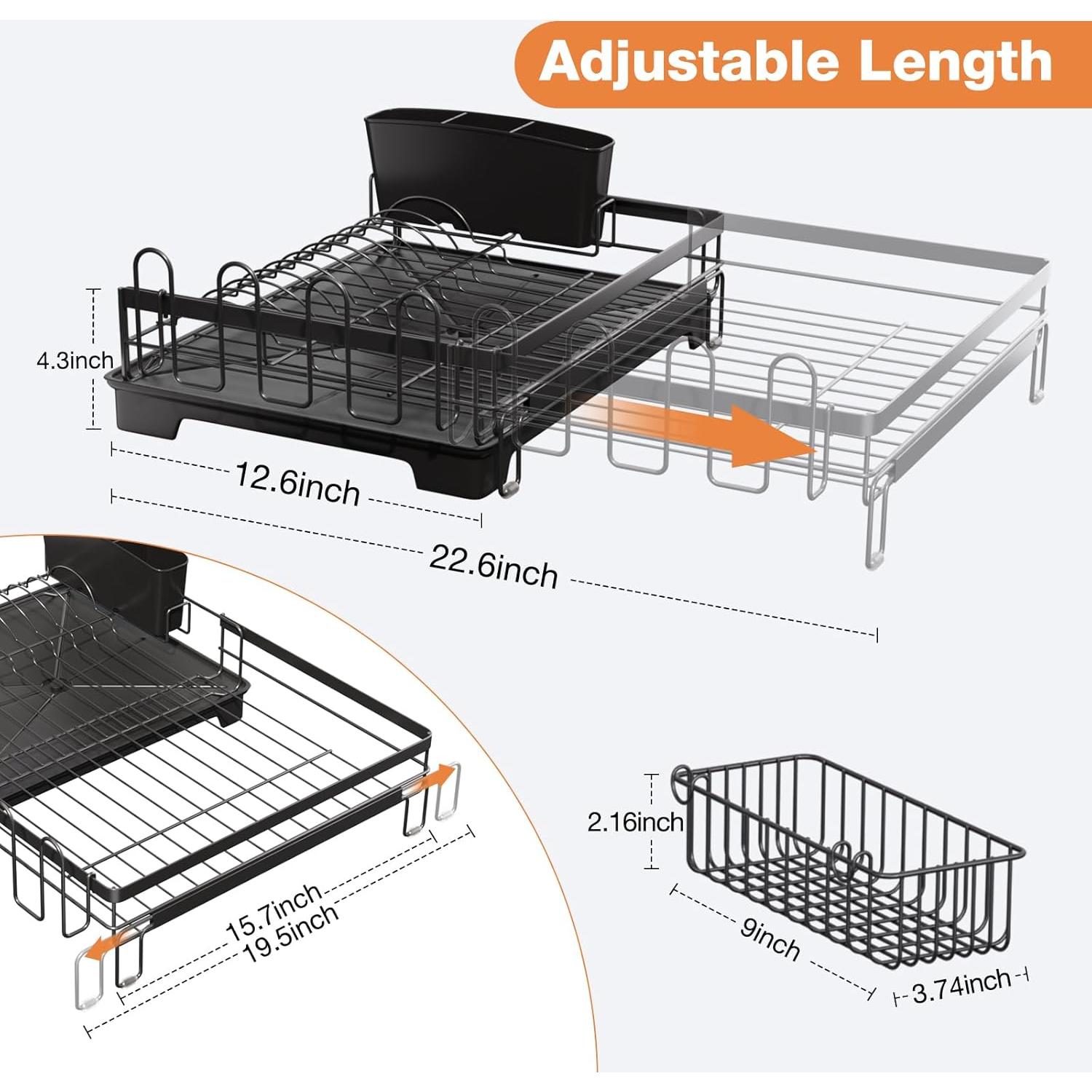 Escurridor de Platos Extensible Vathingood con Drenaje Automático