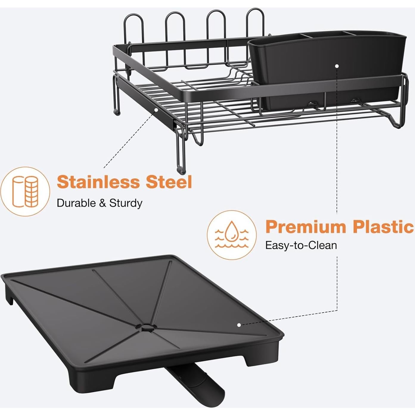 Escurridor de Platos Extensible Vathingood con Drenaje Automático