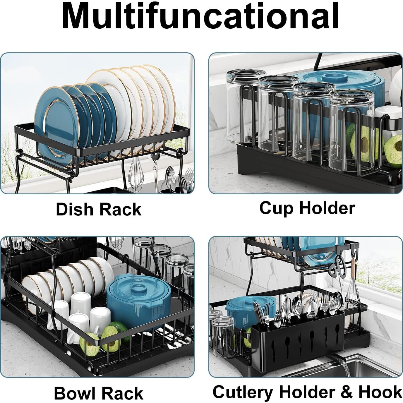 Escurridor de Platos Doitsf de 2 Niveles Acero Inoxidable
