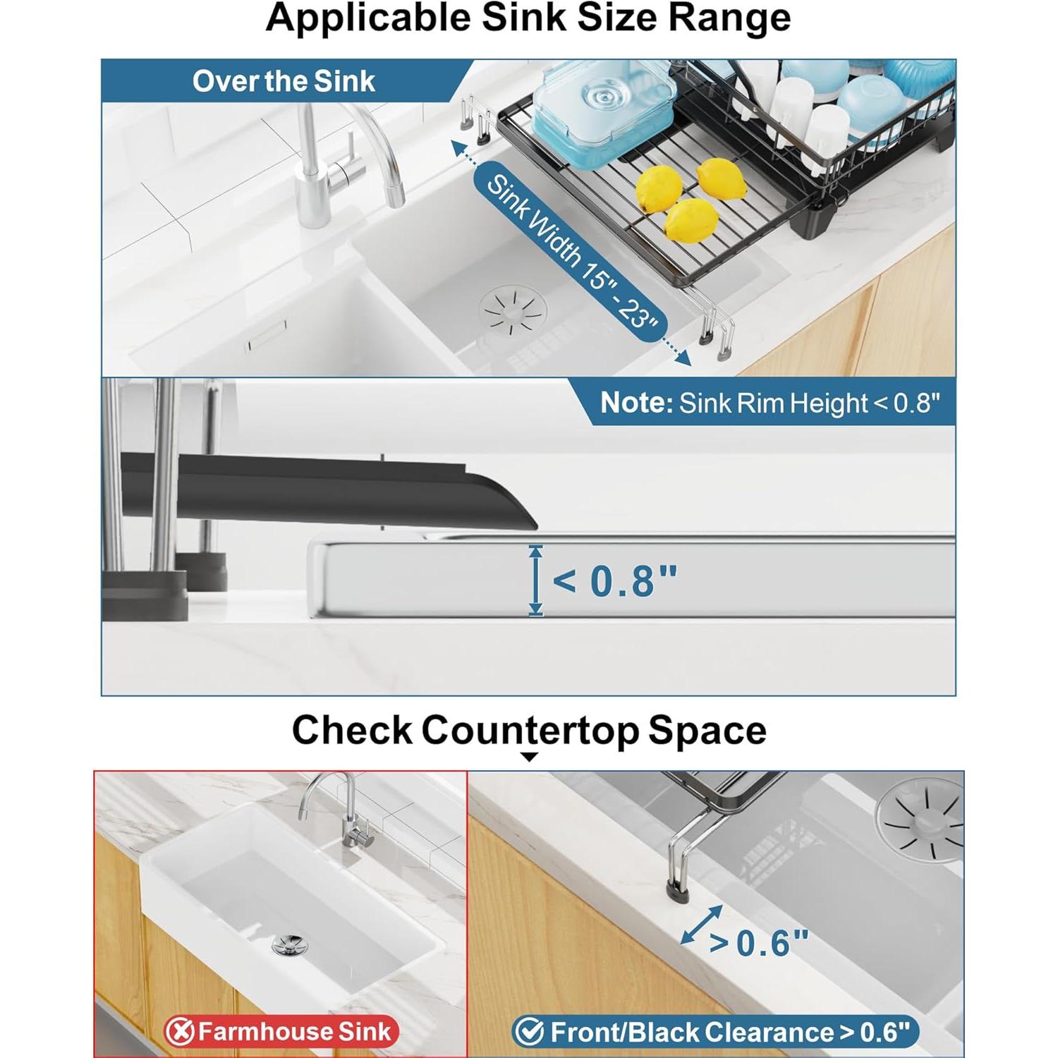 Estante de Secado de Platos Grande GSlife Negro 2 Niveles