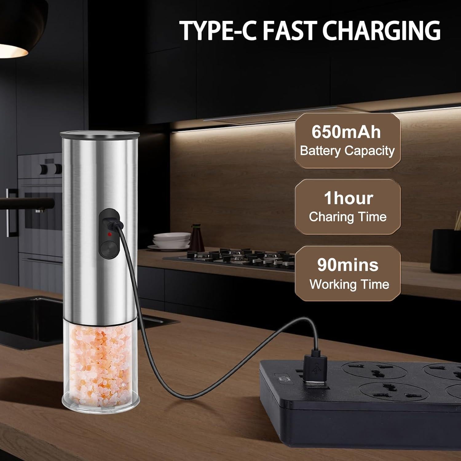 Juego de Molinillos Eléctricos de Sal y Pimienta Enutogo
