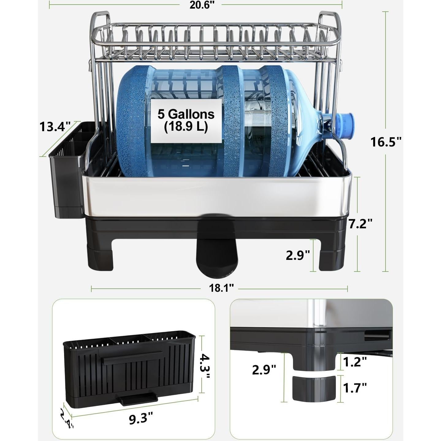 Escurridor de Platos BOOSINY Acero Inoxidable 2 Niveles 46x34cm