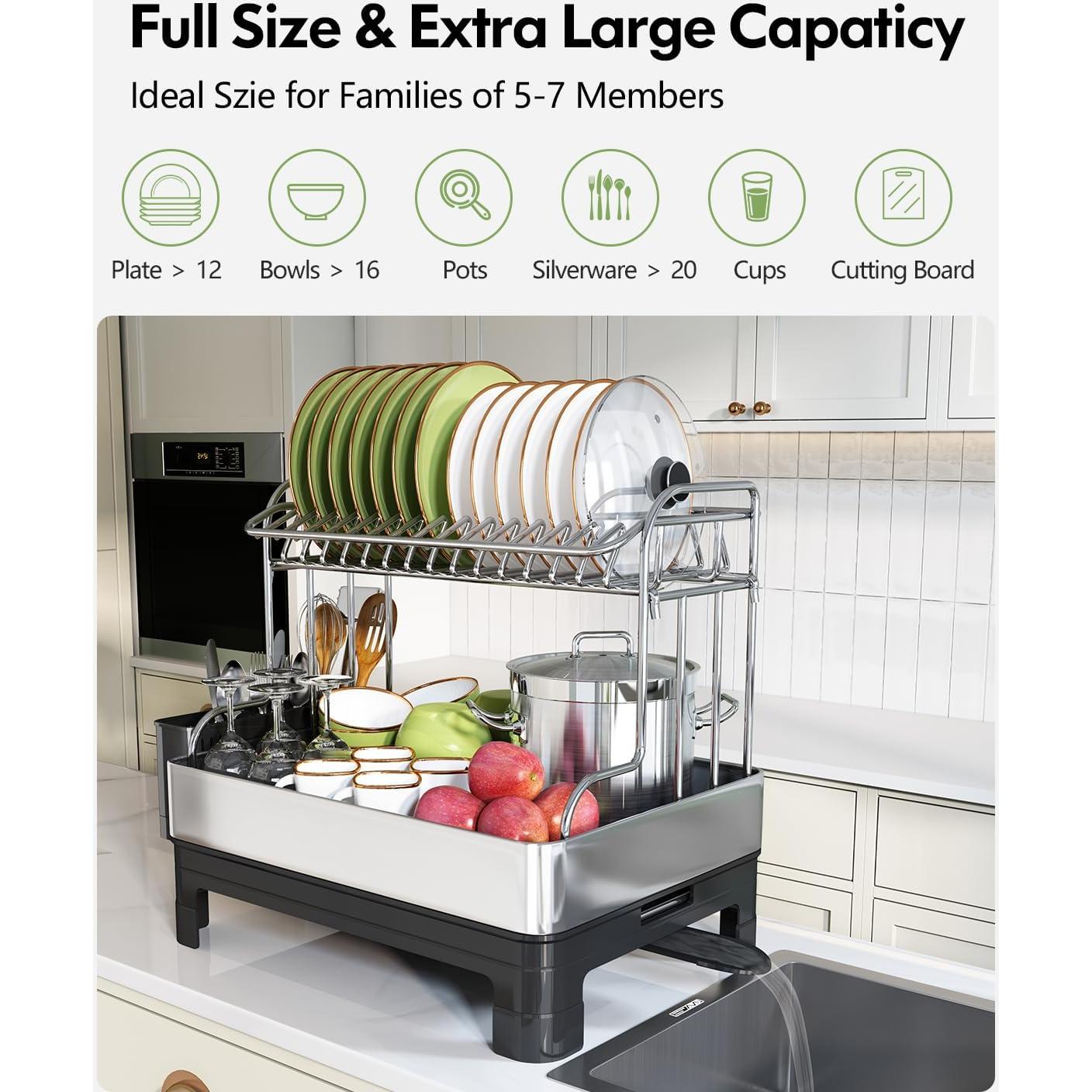 Escurridor de Platos BOOSINY Acero Inoxidable 2 Niveles 46x34cm