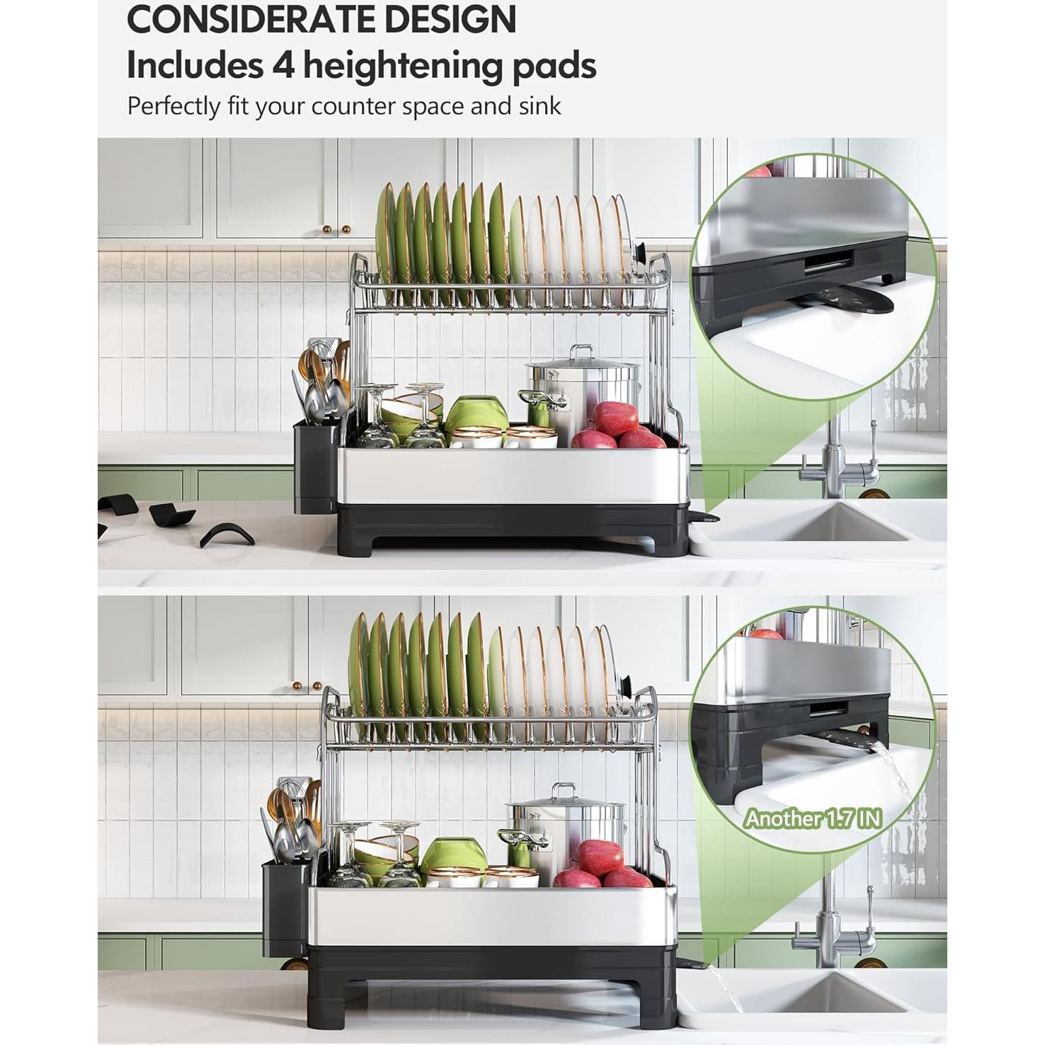 Escurridor de Platos BOOSINY Acero Inoxidable 2 Niveles 46x34cm