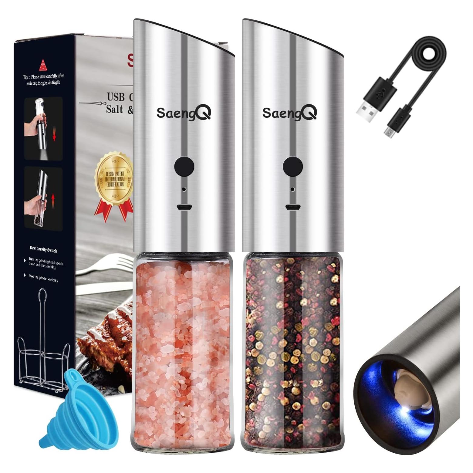 Juego de Molinillos Eléctricos de Sal y Pimienta SaengQ