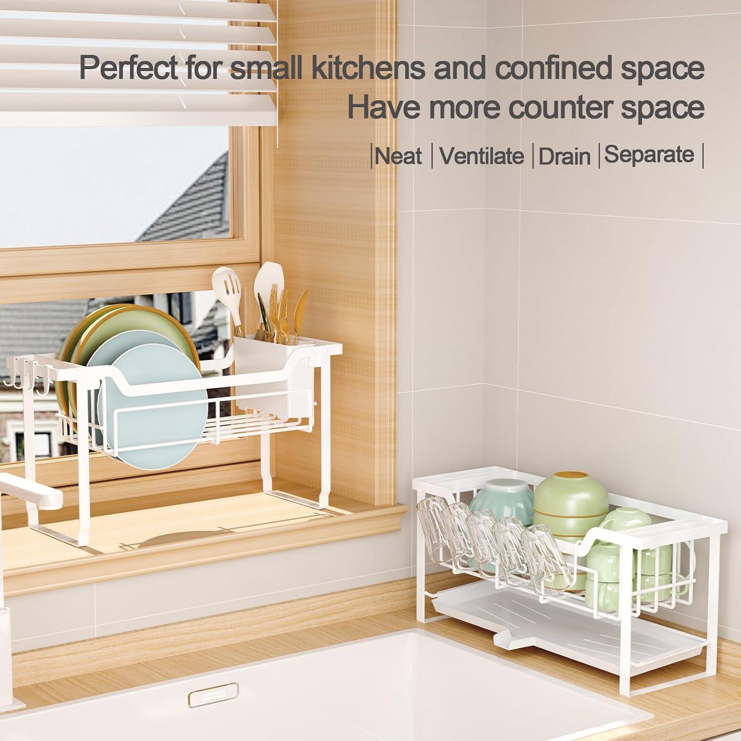 Escurridor de Platos KOSIWU 2 Niveles Acero Inoxidable Blanco