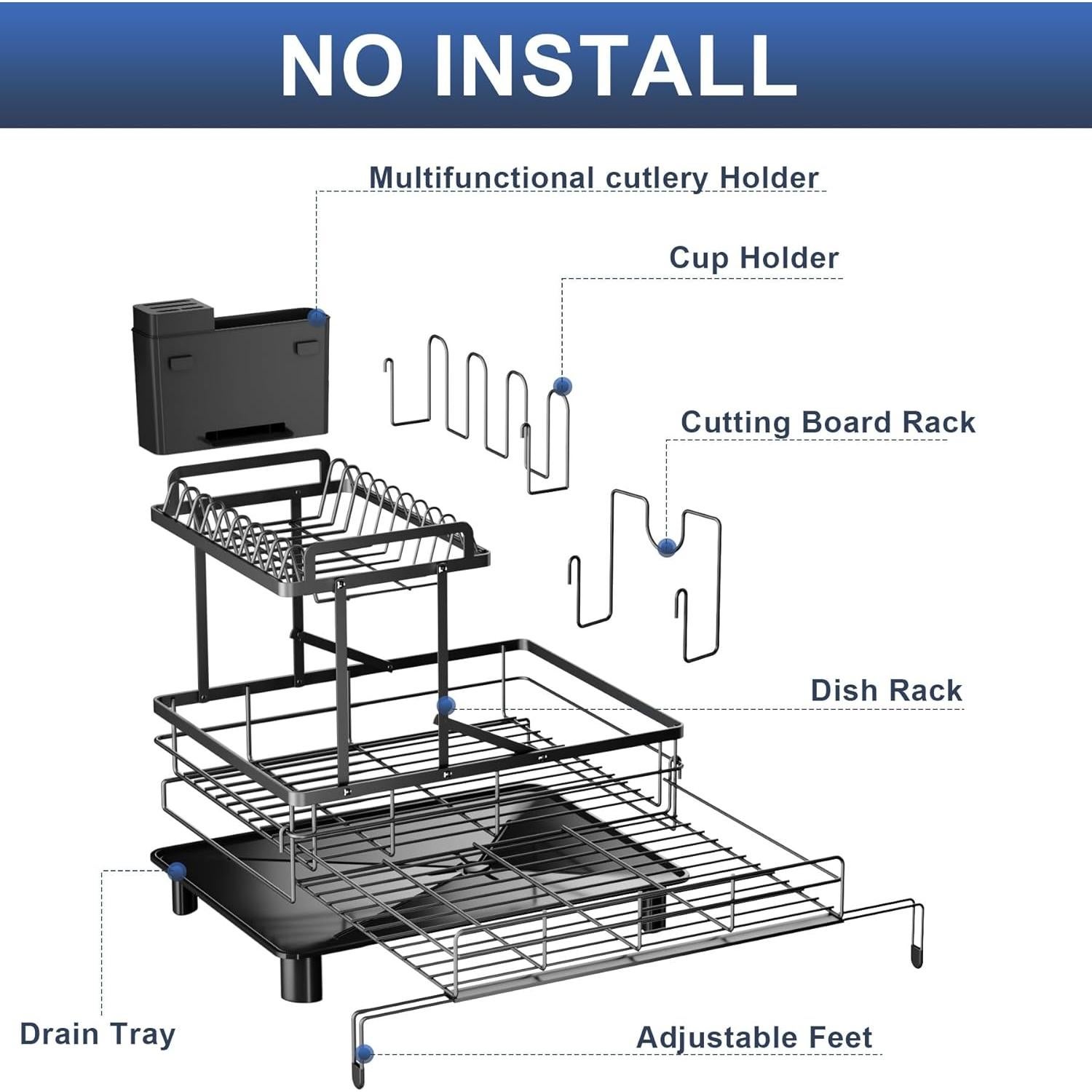 Escurridor de Platos Expandible YEYPOP 2 Niveles Acero Inoxidable