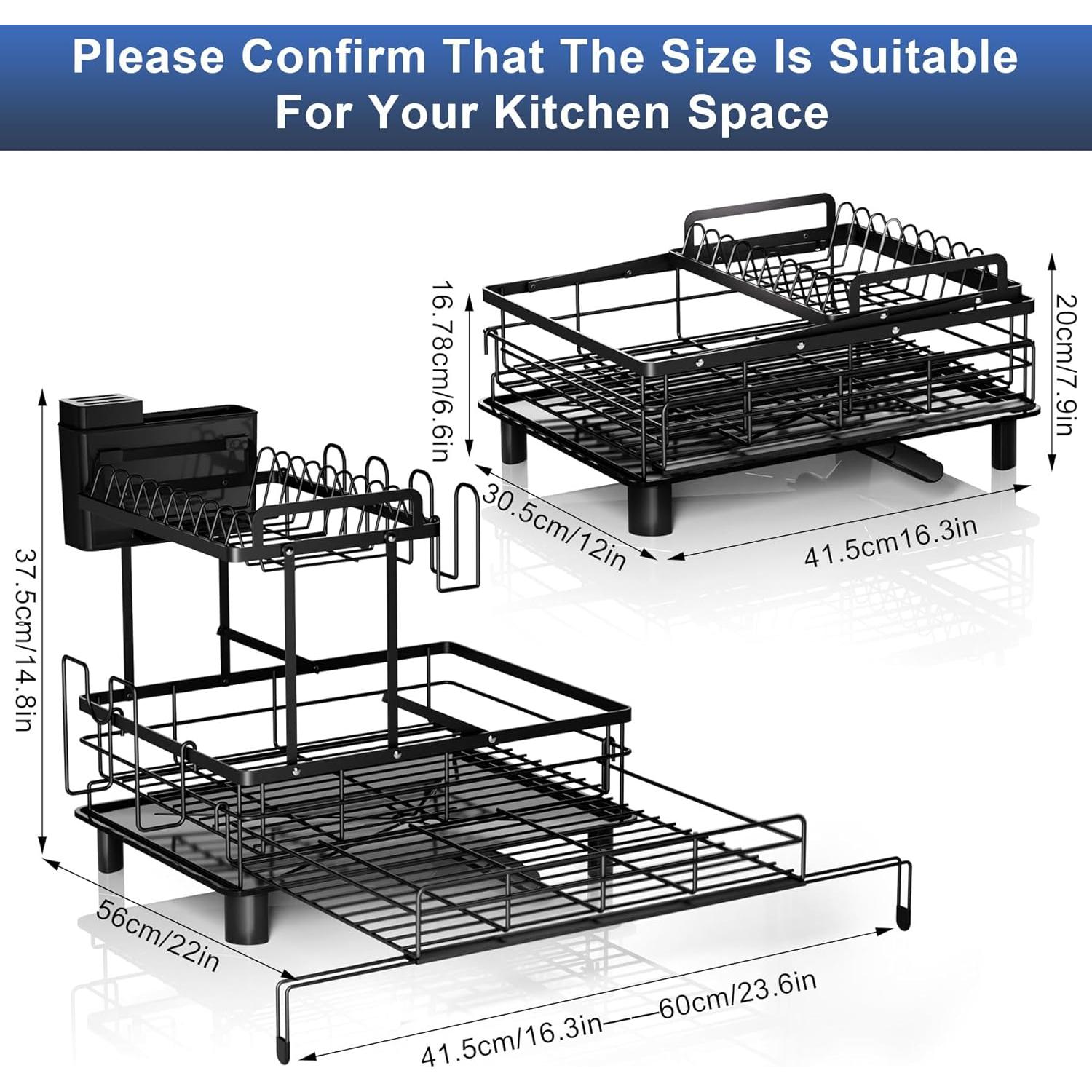 Escurridor de Platos Expandible YEYPOP 2 Niveles Acero Inoxidable