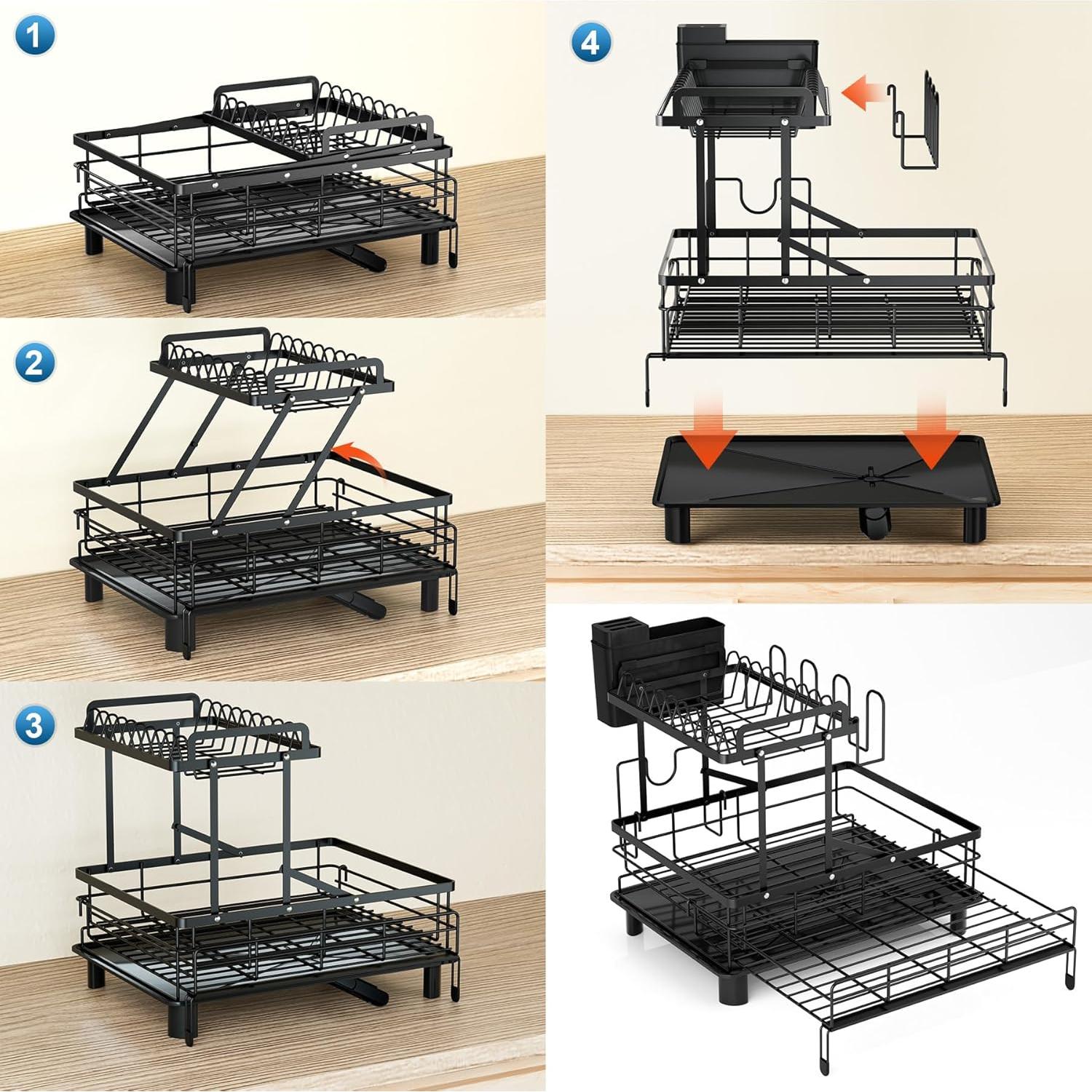 Escurridor de Platos Expandible YEYPOP 2 Niveles Acero Inoxidable