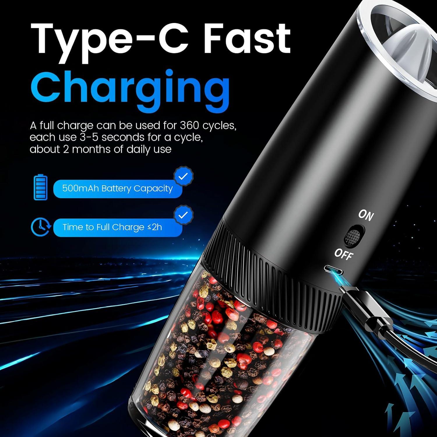 Juego de Molinillos Eléctricos de Sal y Pimienta MealHelper 135ml