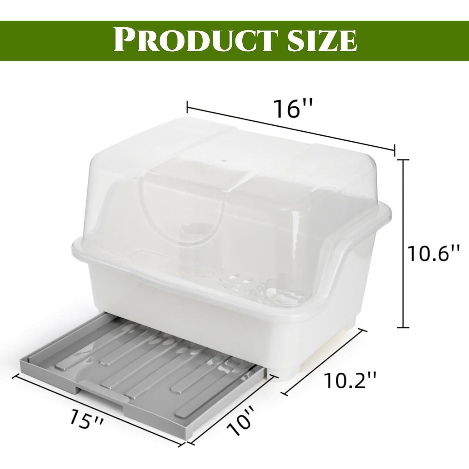 Escurridor de Platos Acshio con Tapa y Bandeja Drenaje 40.6x26.9cm