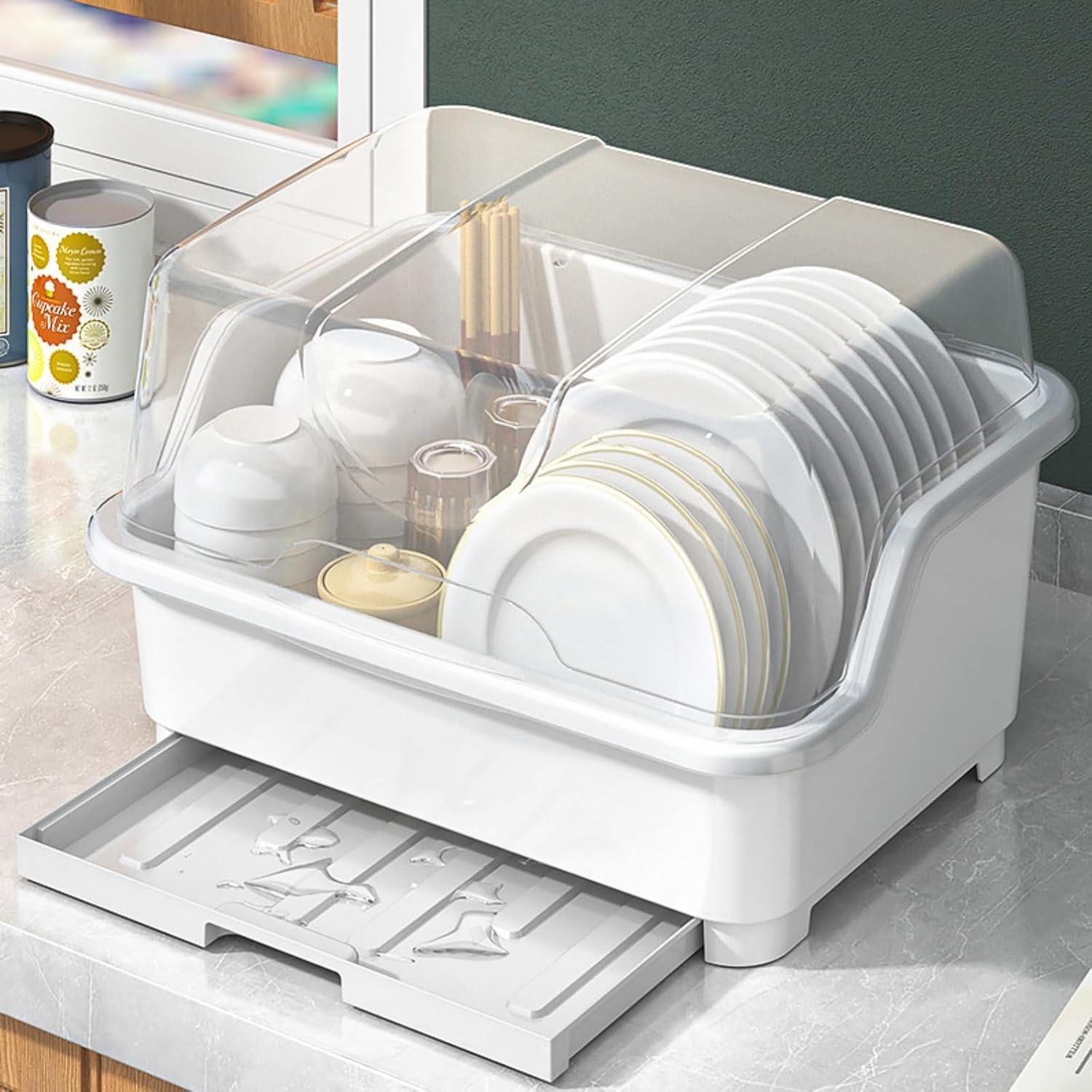 Escurridor de Platos Acshio con Tapa y Bandeja Drenaje 40.6x26.9cm