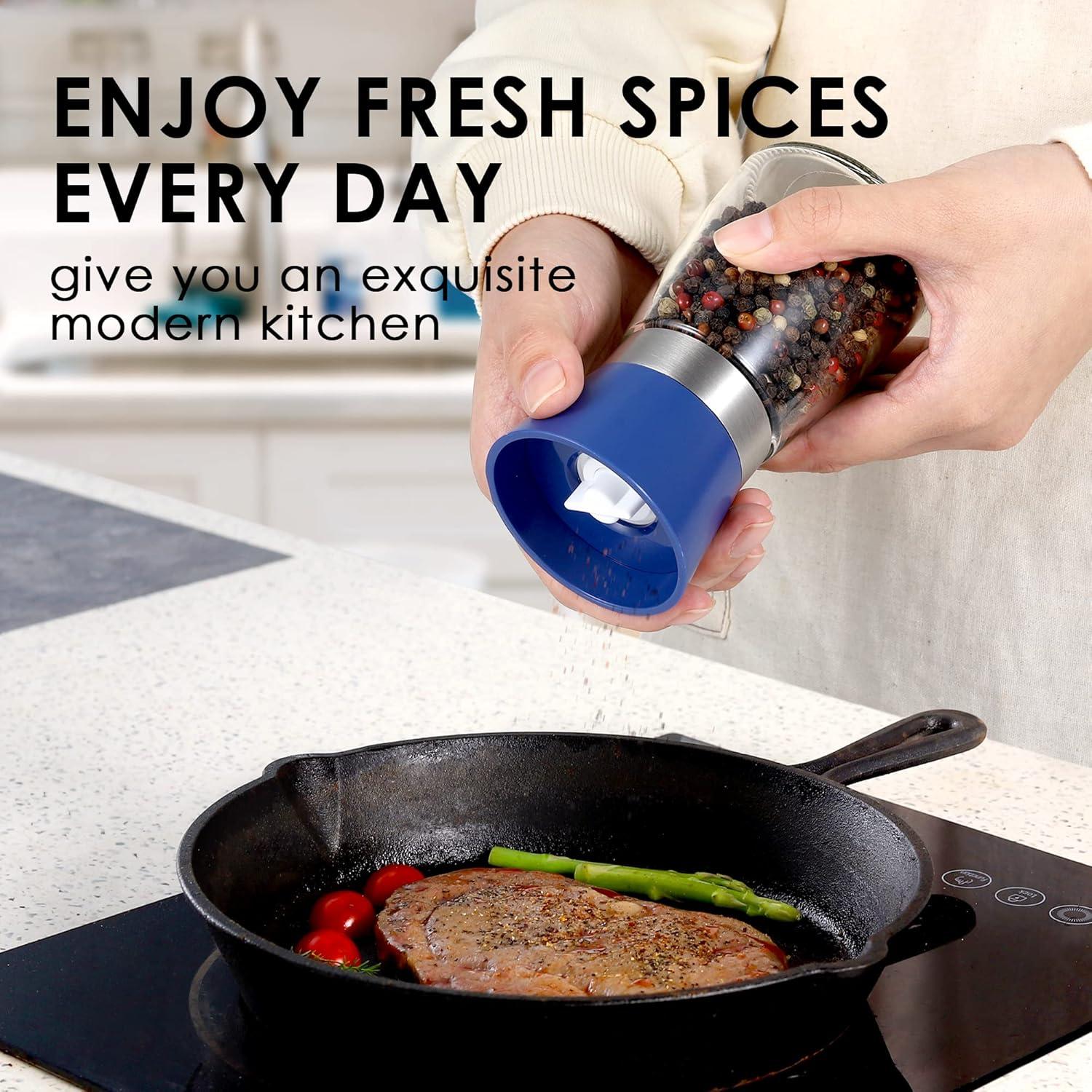 Juego de Molinillos de Sal y Pimienta Vzaahu Azul 170g