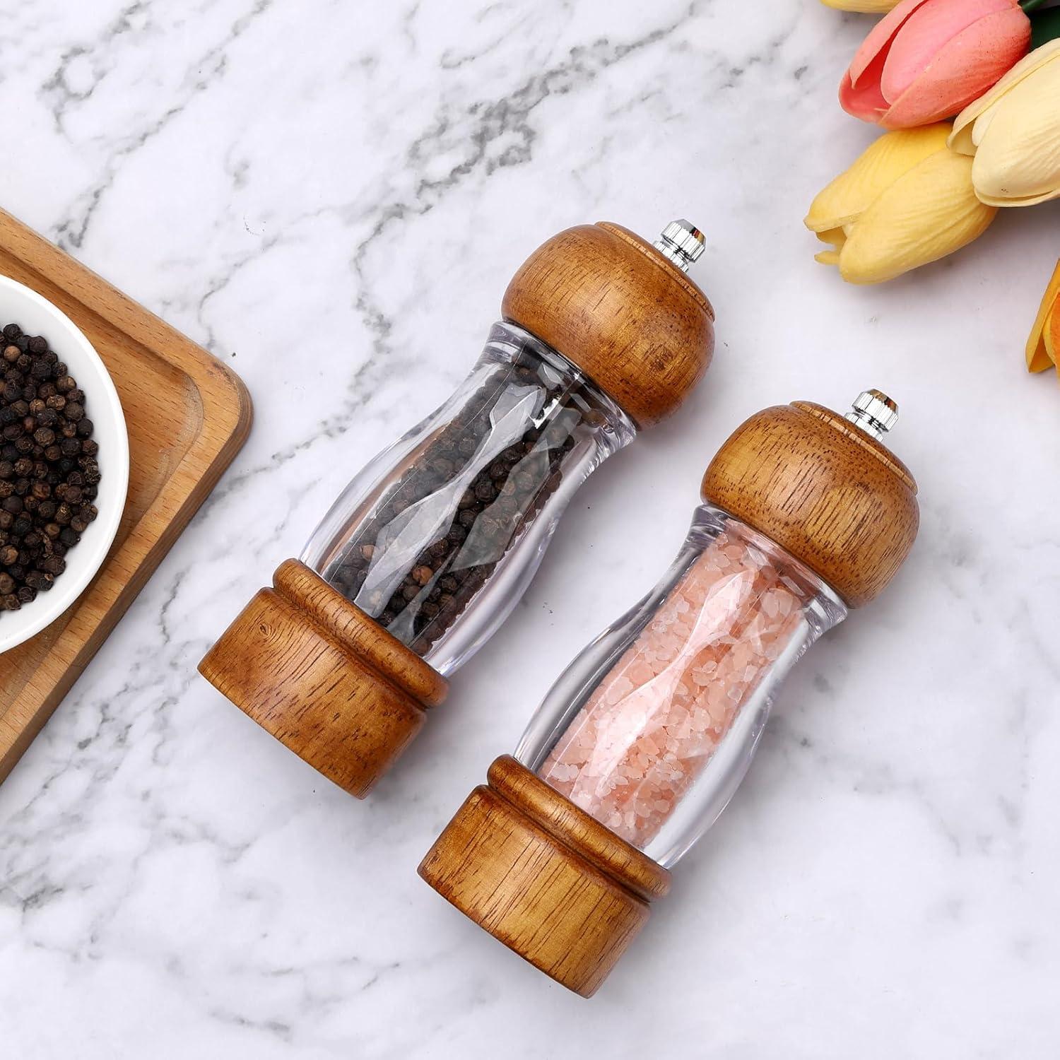 Juego de 2 Molinillos de Pimienta Dzmbv de Madera y Acrílico 16 cm