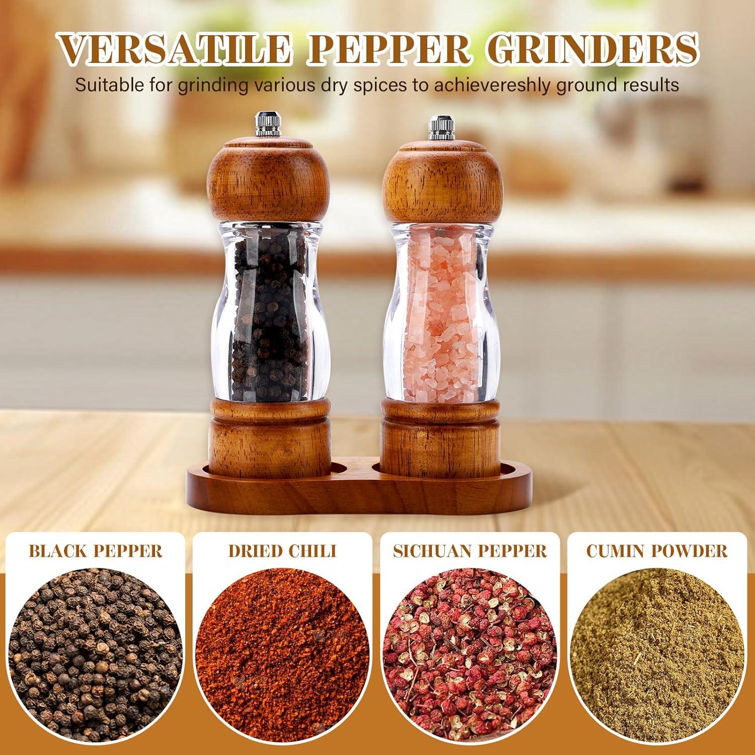 Juego de 2 Molinillos de Pimienta Dzmbv de Madera y Acrílico 16 cm