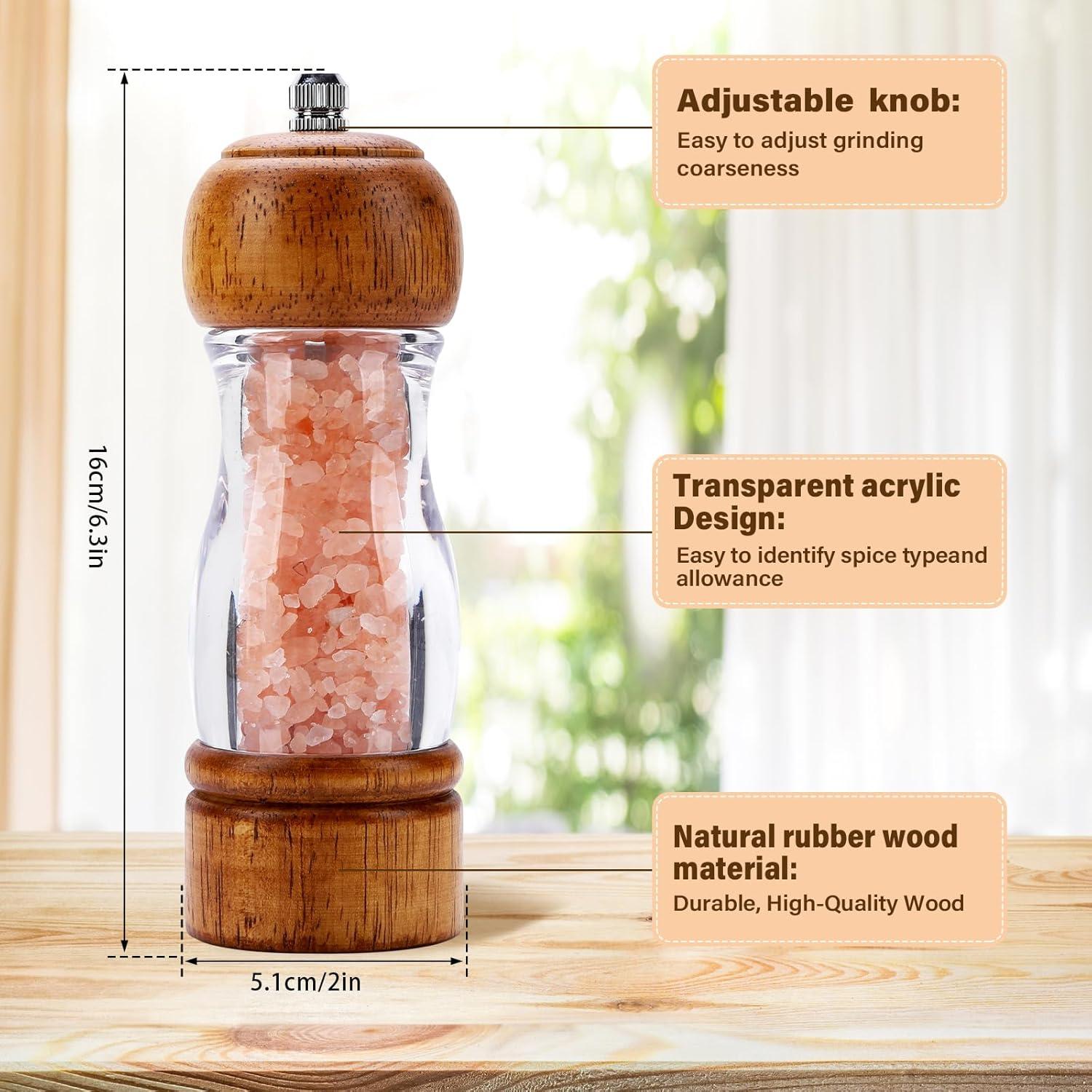 Juego de 2 Molinillos de Pimienta Dzmbv de Madera y Acrílico 16 cm