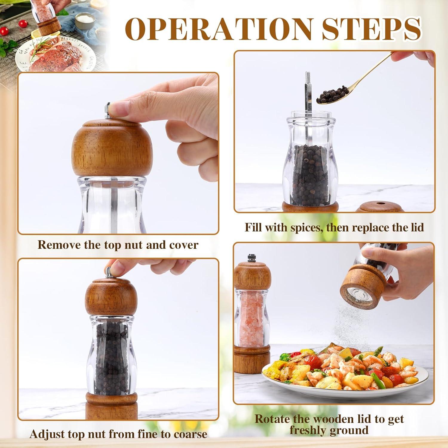 Juego de 2 Molinillos de Pimienta Dzmbv de Madera y Acrílico 16 cm