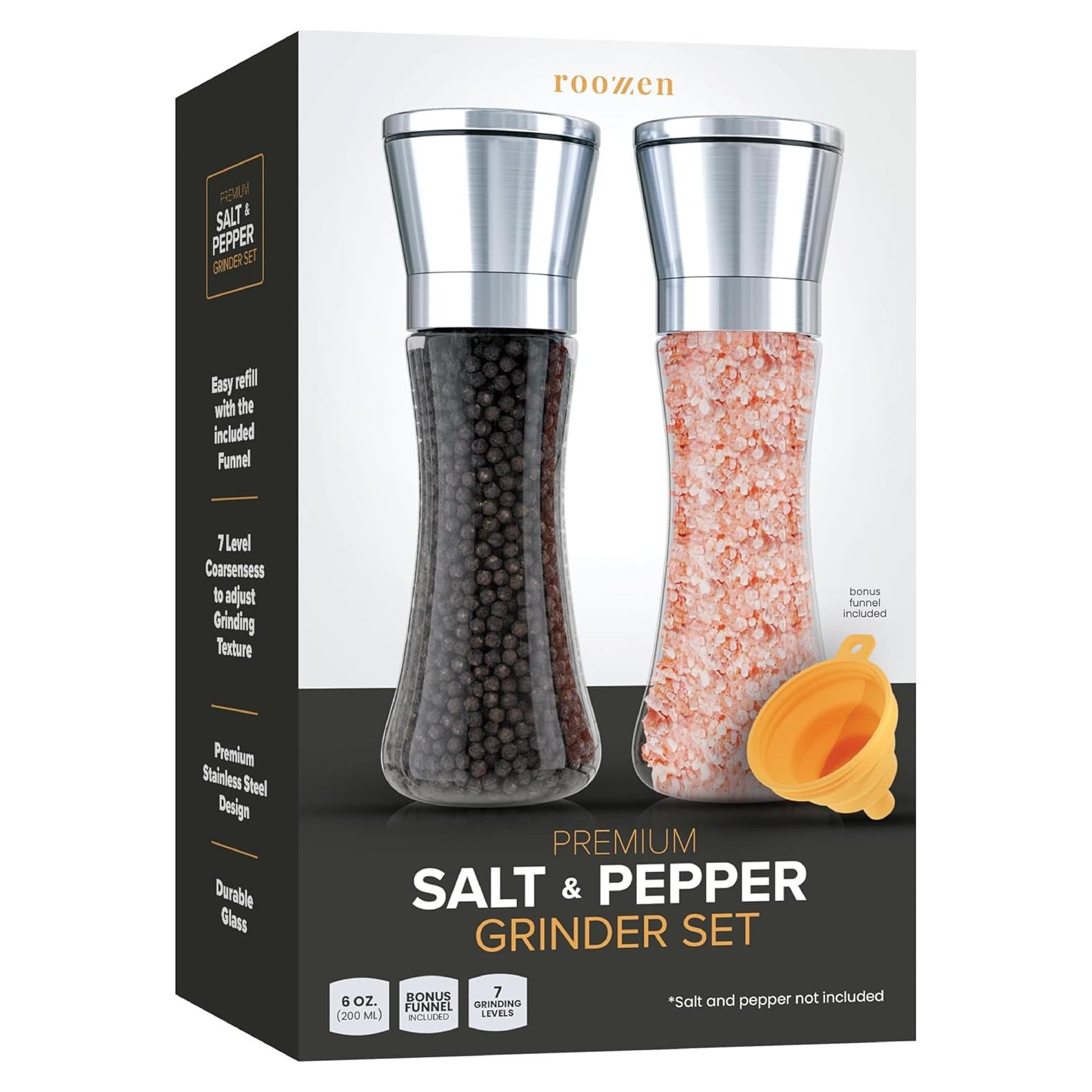 Juego de Molinillos de Sal y Pimienta Roozzen 0.52 kg Manual