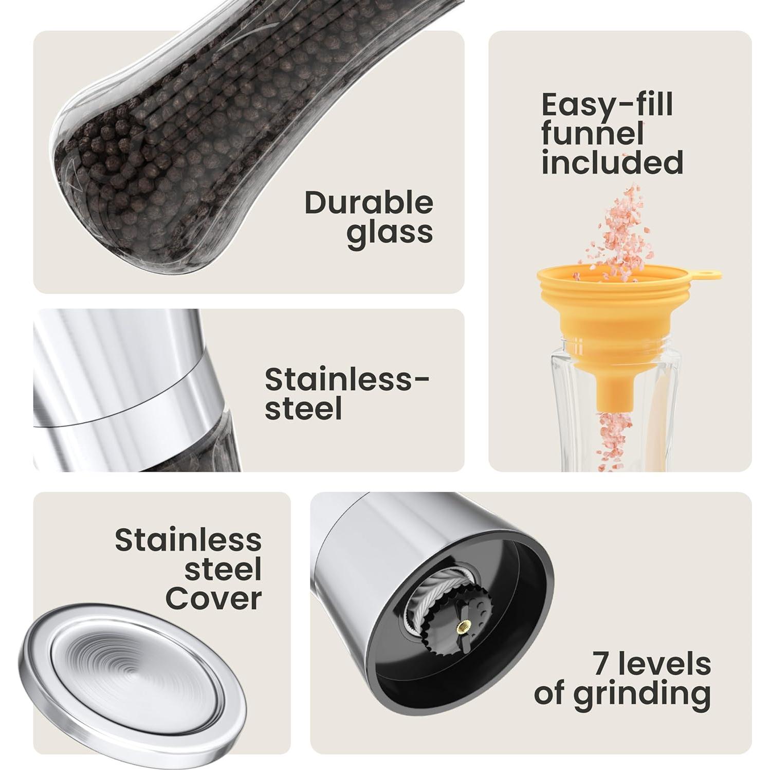 Juego de Molinillos de Sal y Pimienta Roozzen 0.52 kg Manual