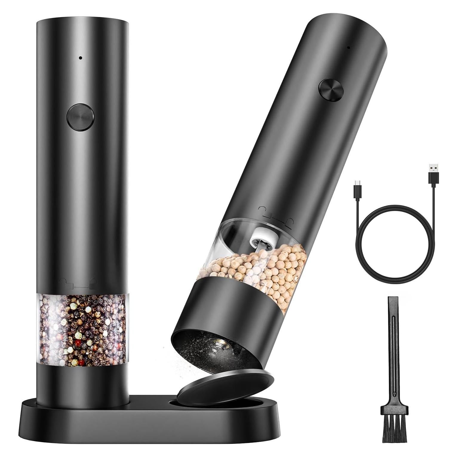 Juego de Molinillos Eléctricos de Sal y Pimienta 500mAh Negro