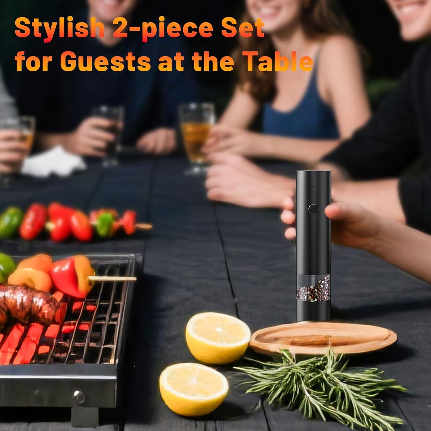 Juego de Molinillos Eléctricos de Sal y Pimienta 500mAh Negro