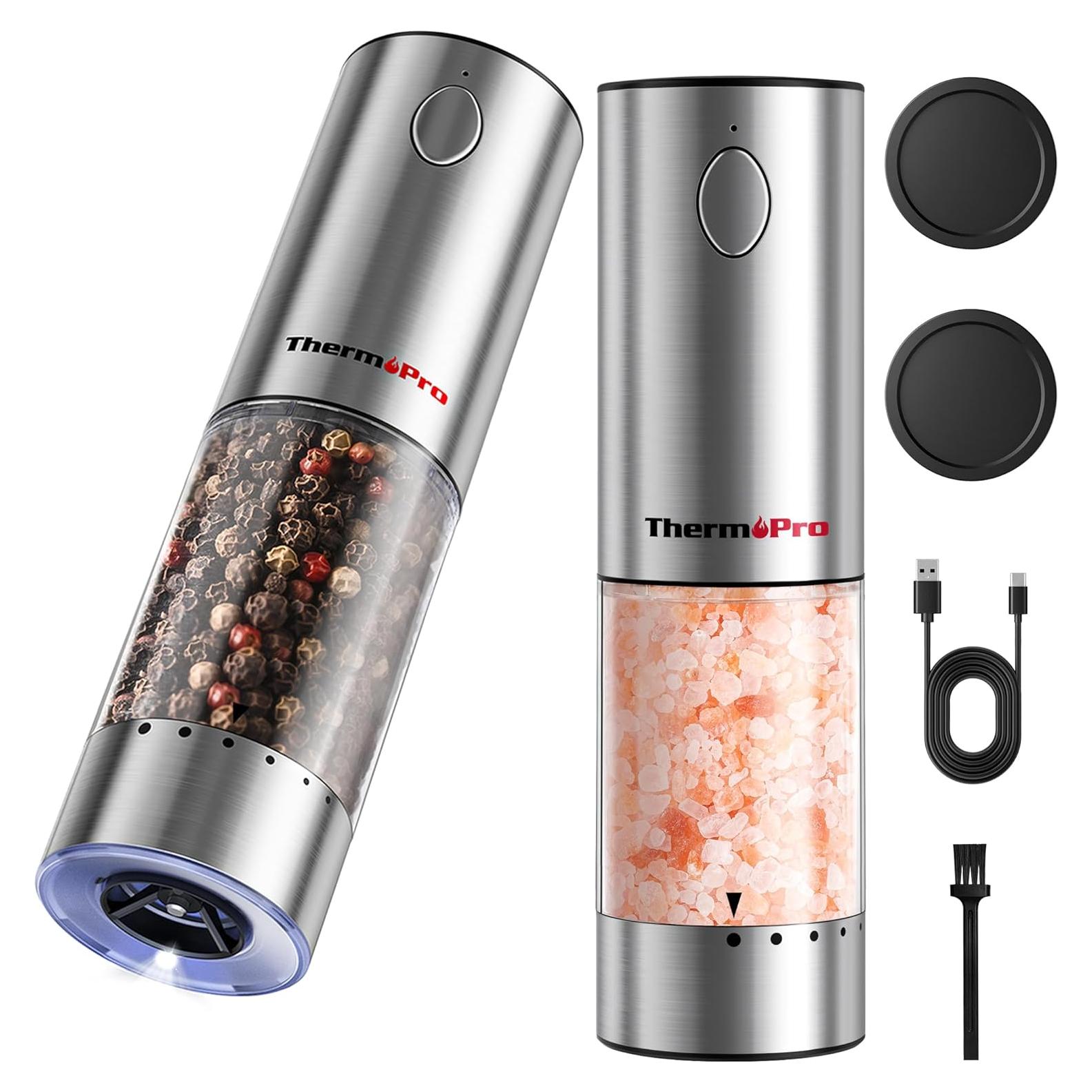 Juego de Molinillos Eléctricos de Sal y Pimienta ThermoPro 110ml