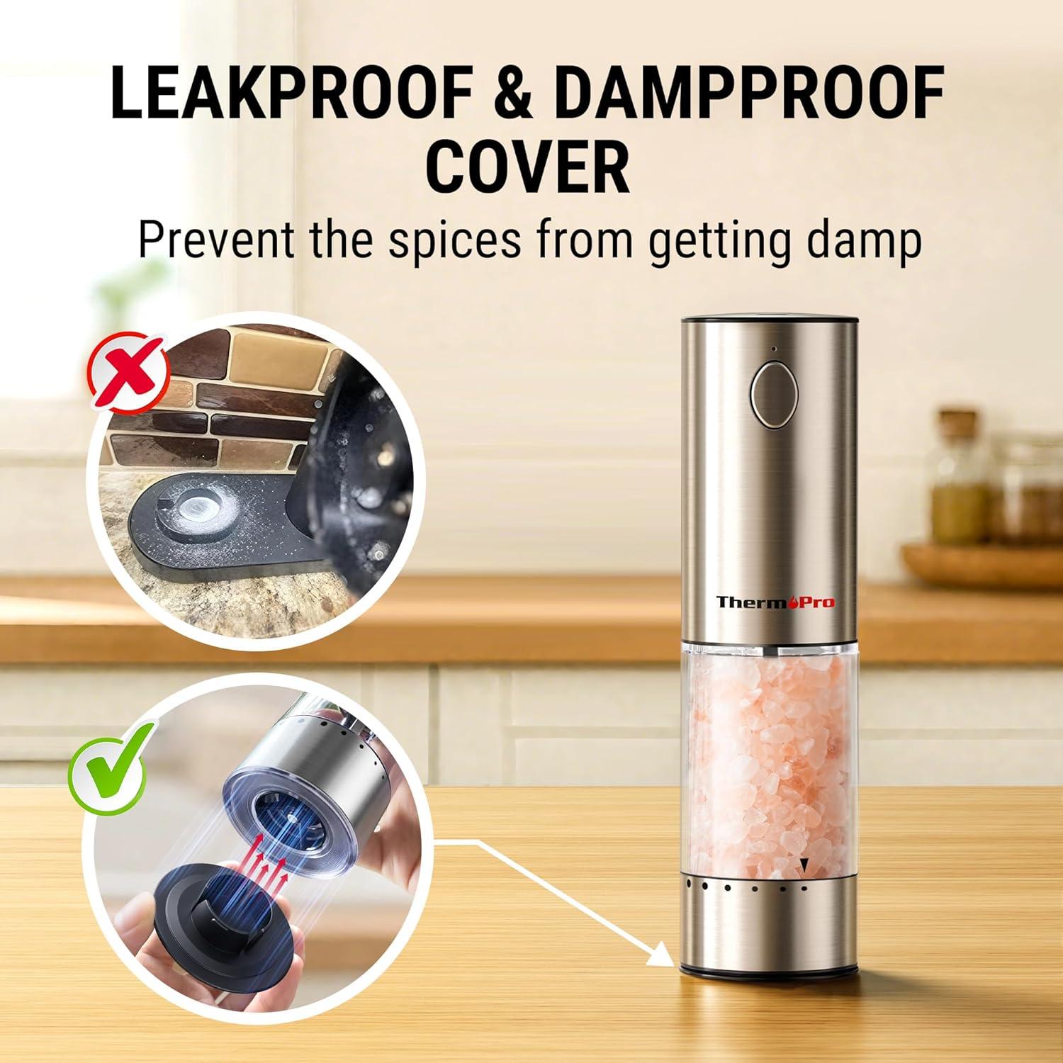 Juego de Molinillos Eléctricos de Sal y Pimienta ThermoPro 110ml