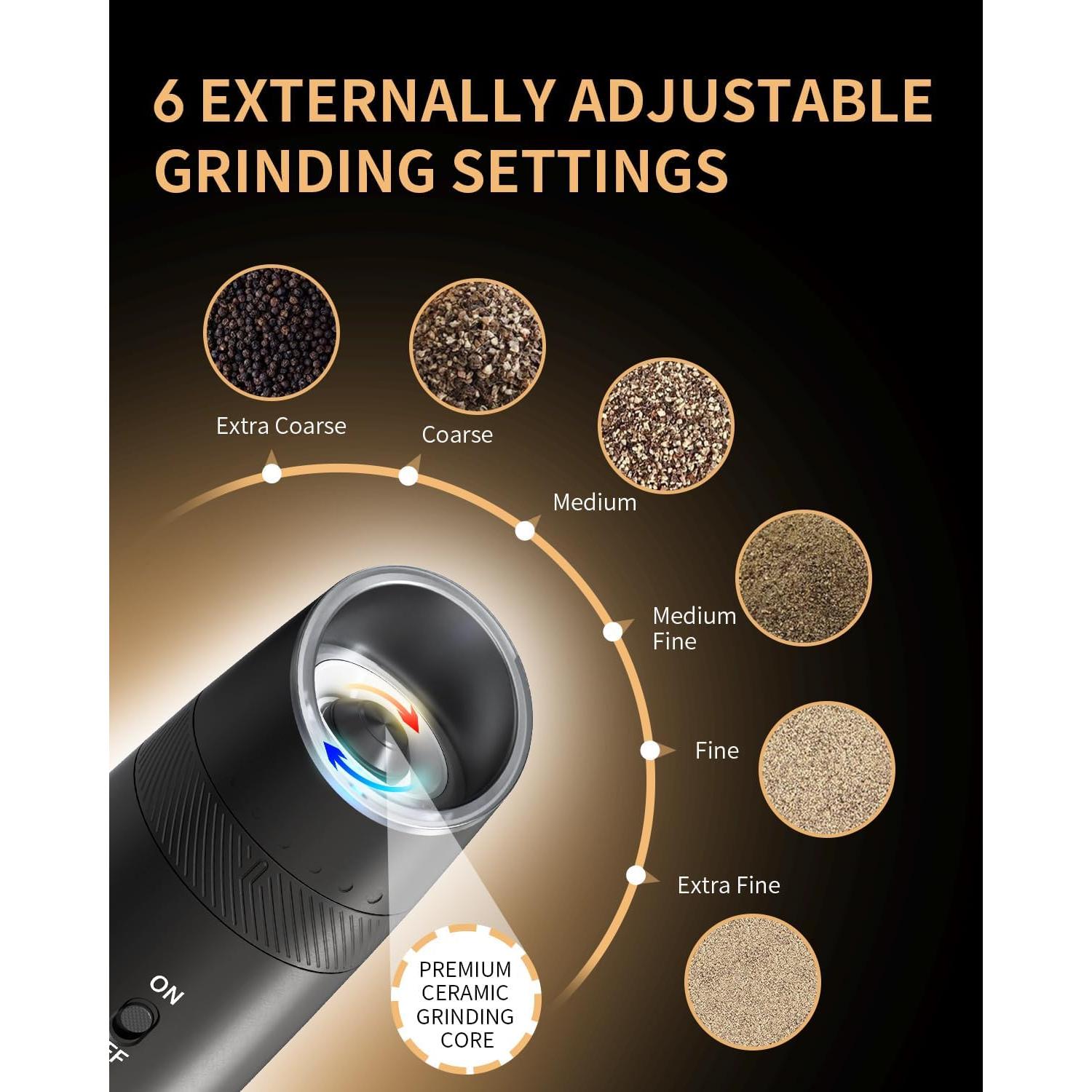 CIRCLE JOY Molinillo Eléctrico de Sal y Pimienta Ajustable