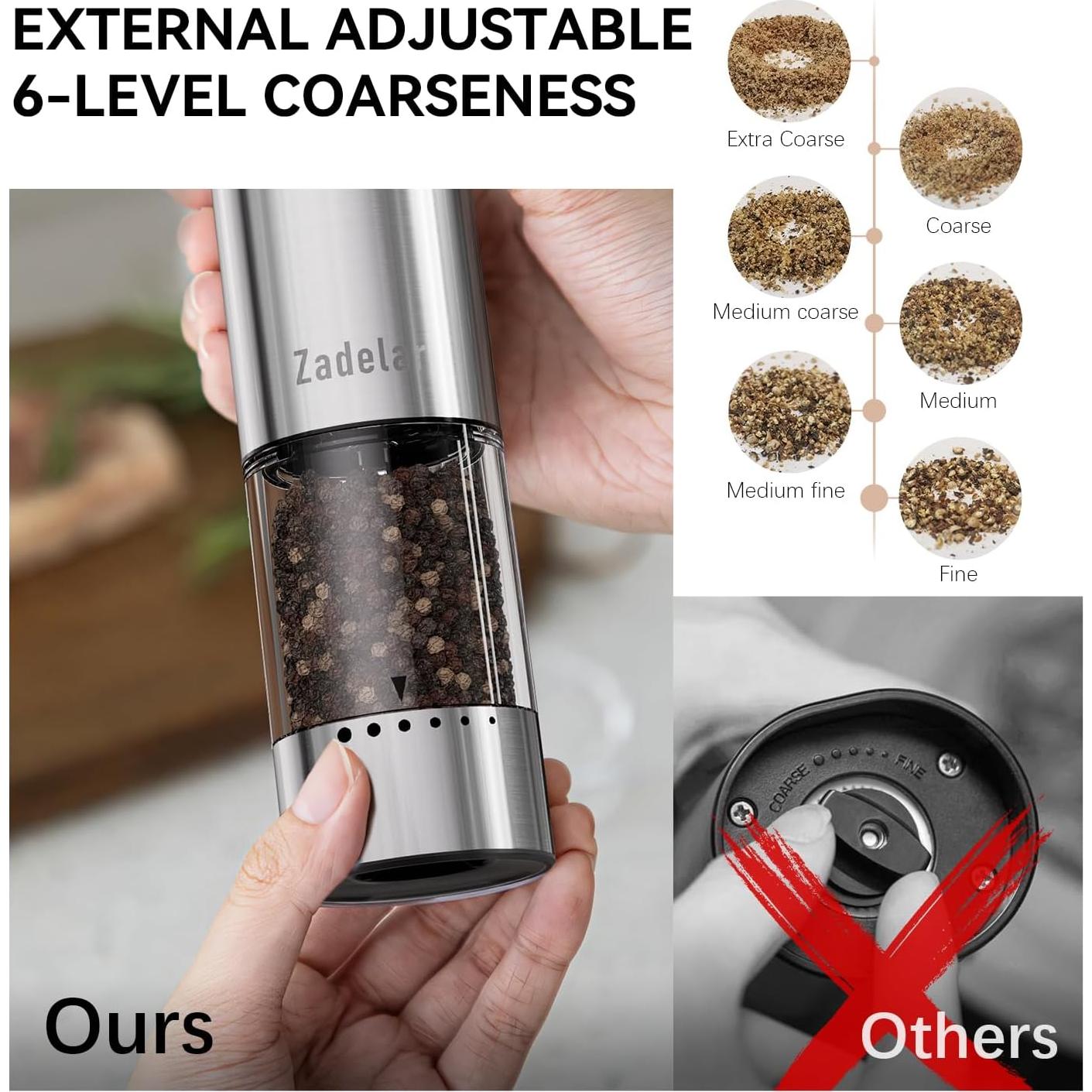 Juego de Molinillos Eléctricos de Sal y Pimienta Zadelar 95ml