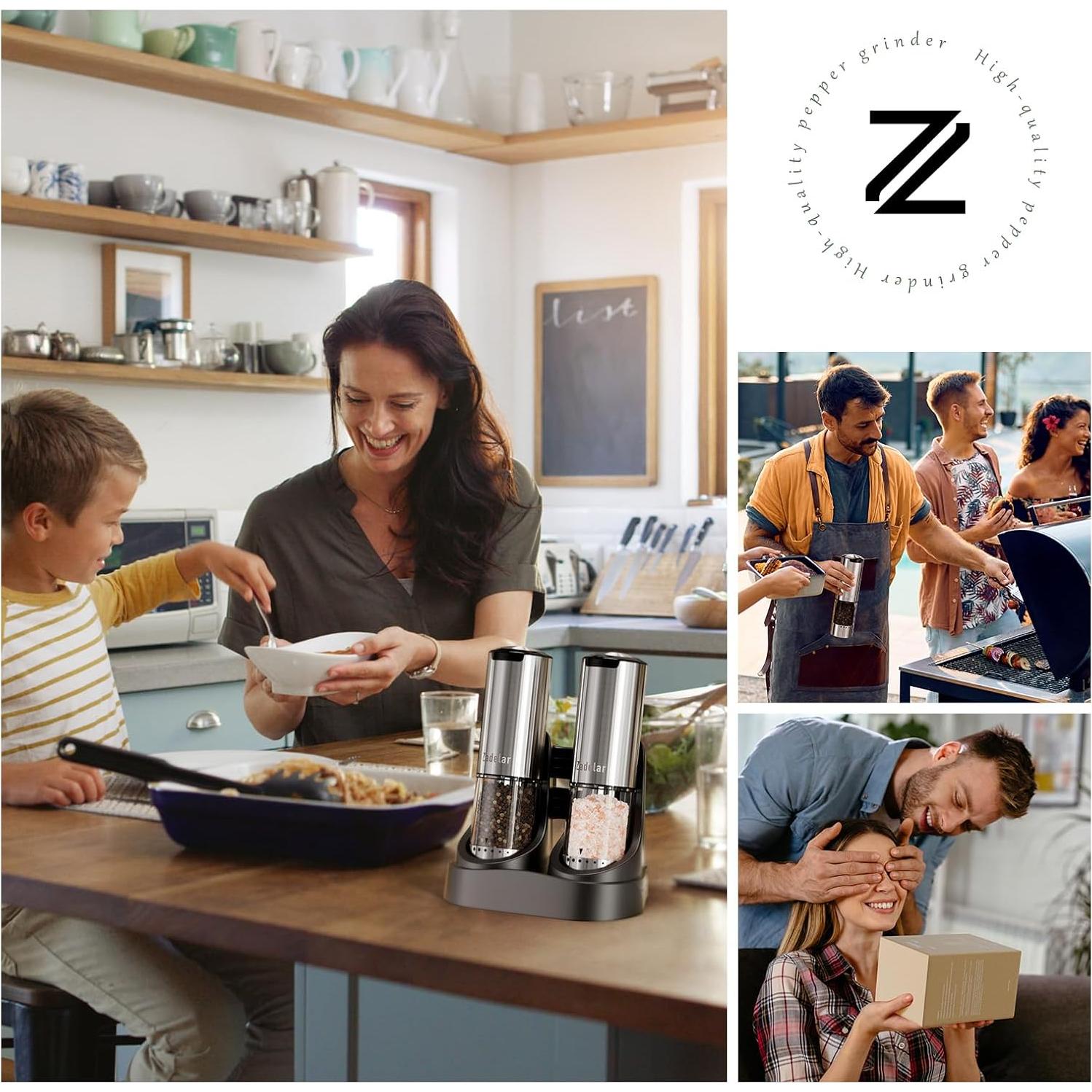 Juego de Molinillos Eléctricos de Sal y Pimienta Zadelar 95ml