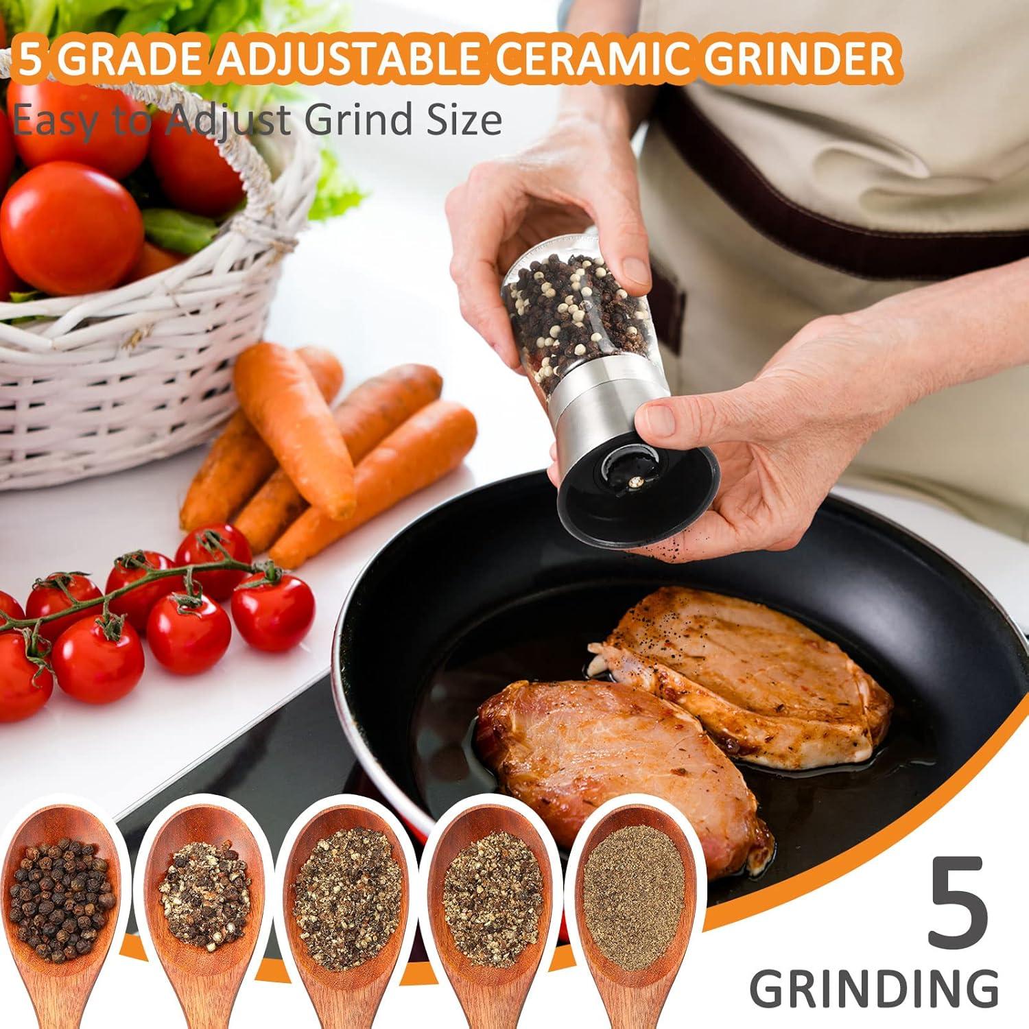 Juego de 6 Molinillos de Sal y Pimienta Lauwell 180 ml Ajustables