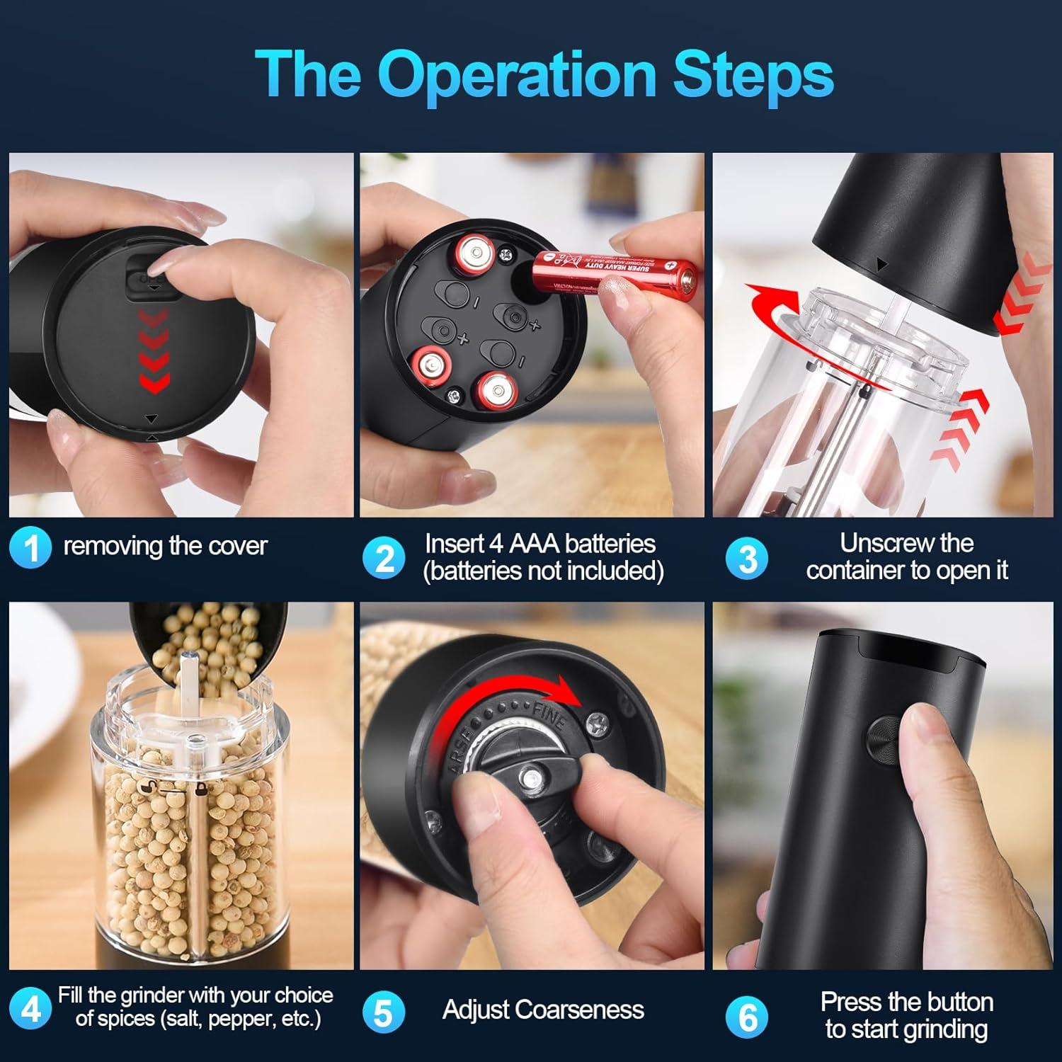 Juego de Molinillos Eléctricos de Sal y Pimienta UEDAI 95ml