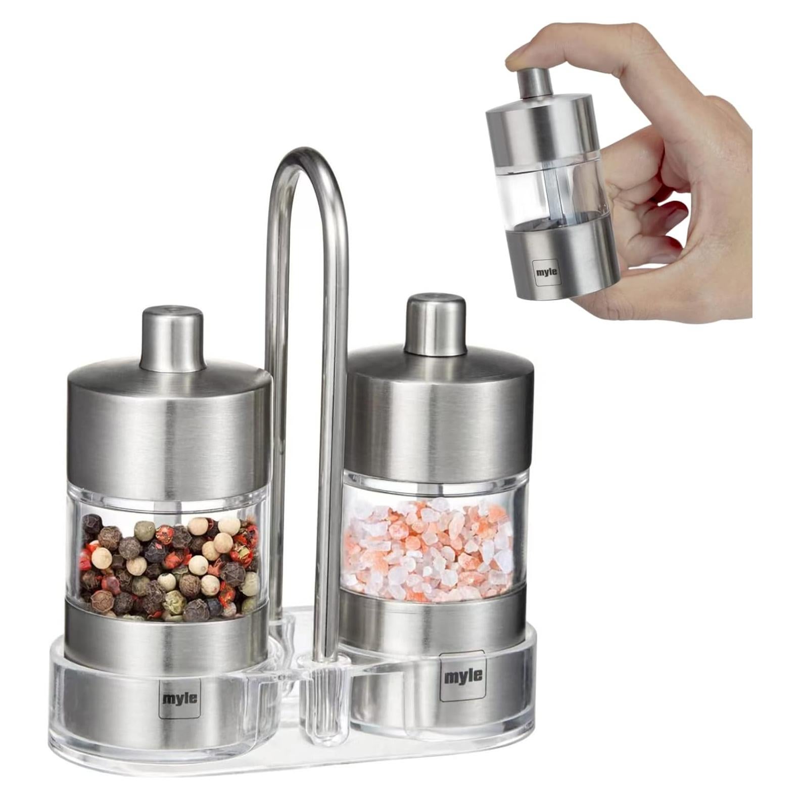 Juego de Molinillos de Sal y Pimienta Myle con Soporte 8.38 cm