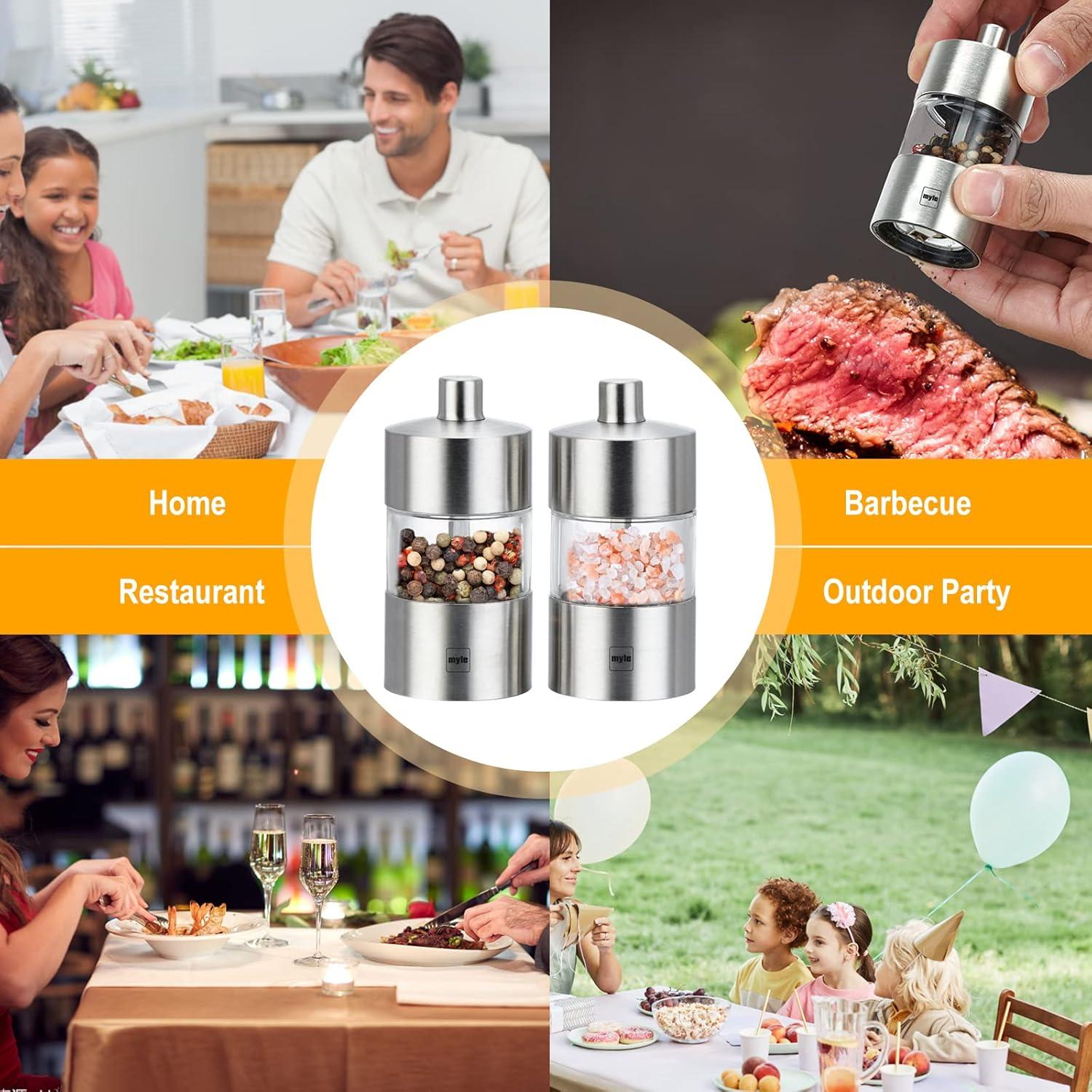 Juego de Molinillos de Sal y Pimienta Myle con Soporte 8.38 cm