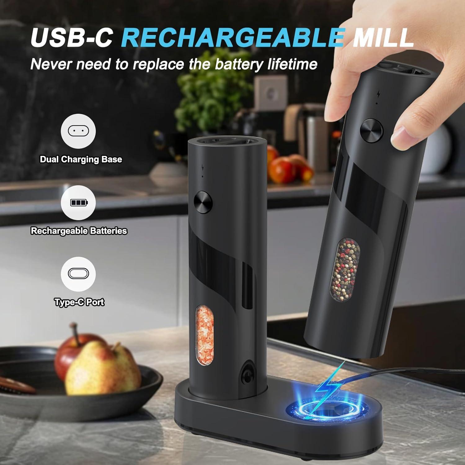 Juego de Molinillos Eléctricos de Sal y Pimienta ZDFRBJG - Recargables