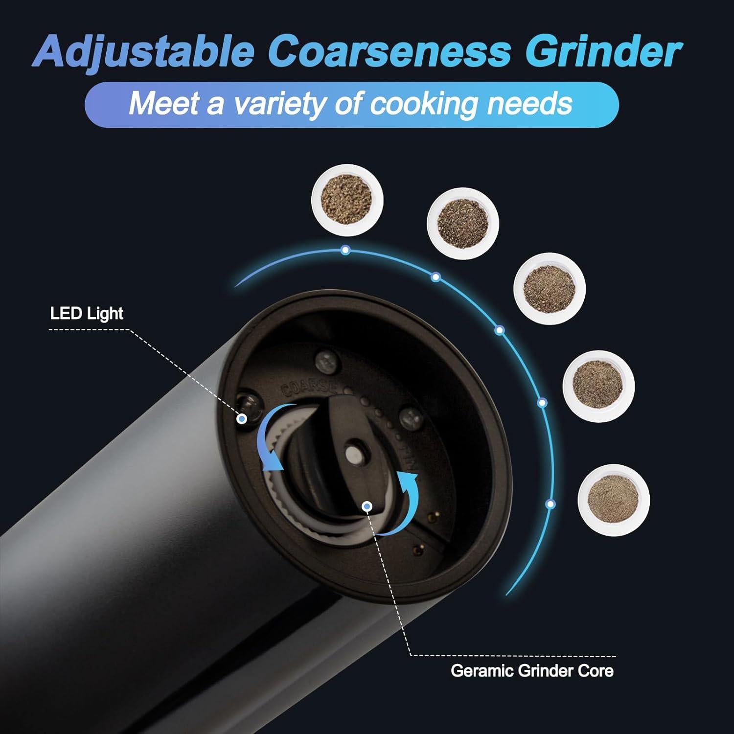 Juego de Molinillos Eléctricos de Sal y Pimienta ZDFRBJG - Recargables