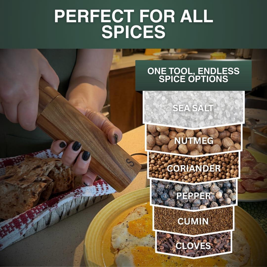 Juego de Molinillos de Sal y Pimienta Nelit 20.32 cm Madera Acacia