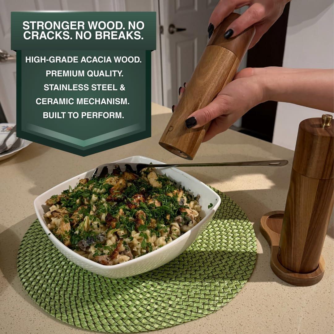 Juego de Molinillos de Sal y Pimienta Nelit 20.32 cm Madera Acacia